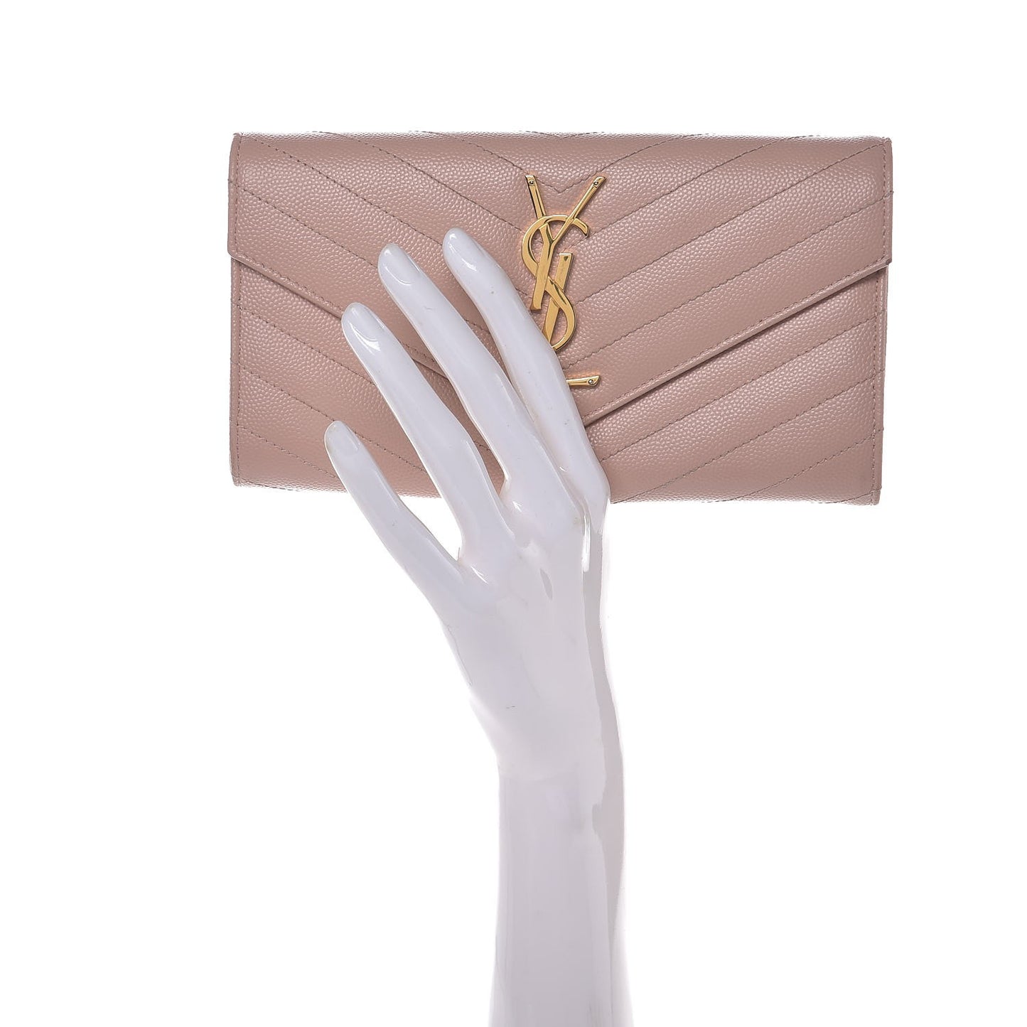 Grain De Poudre Matelasse Chevron Monogram Wallet Pale Pink