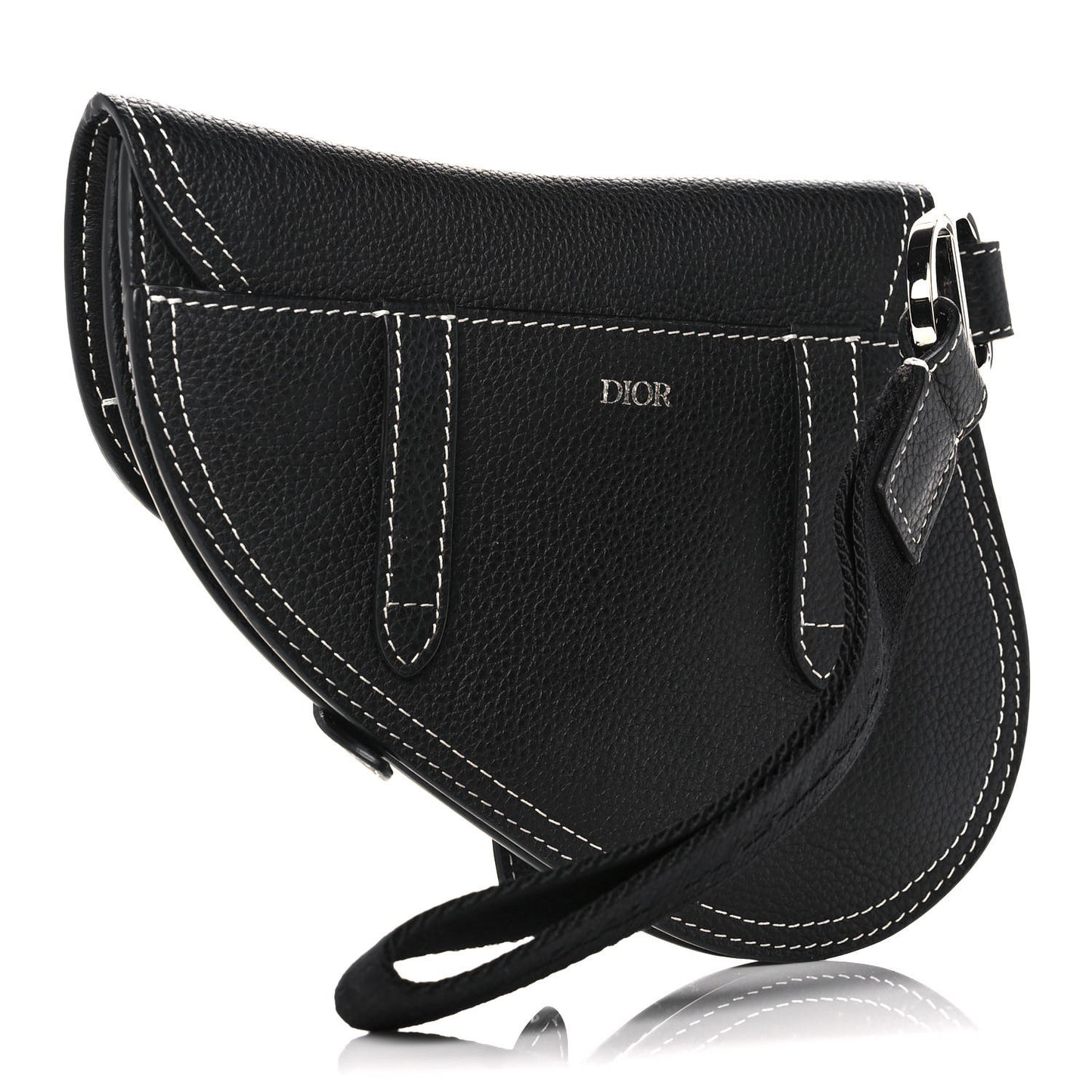 X KAWS Grained Calfskin Saddle Wristlet Black