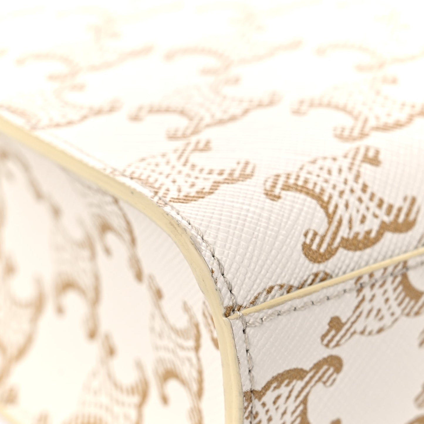 Triomphe Canvas Calfskin Mini Vertical Cabas White