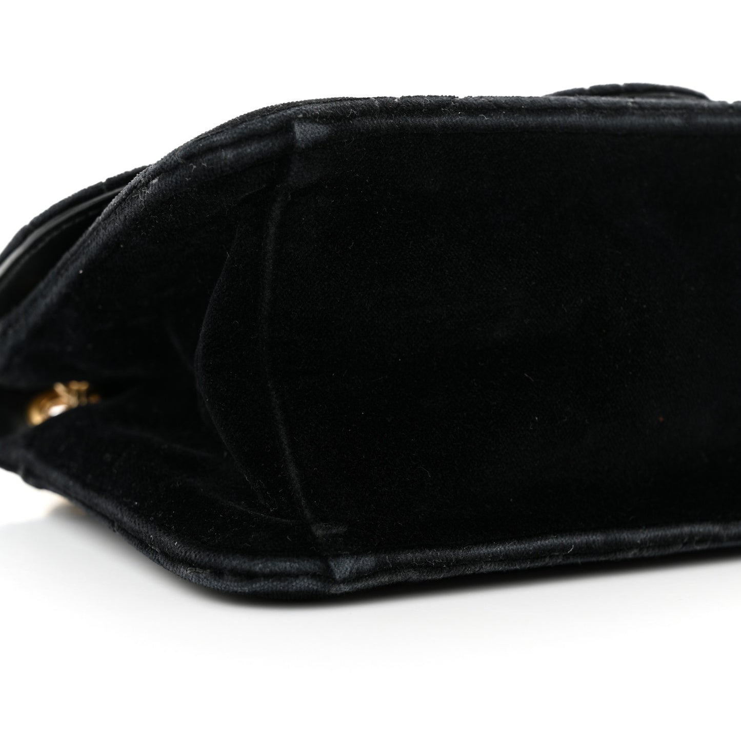 Velvet Quilted Gancini Flap Bag Black