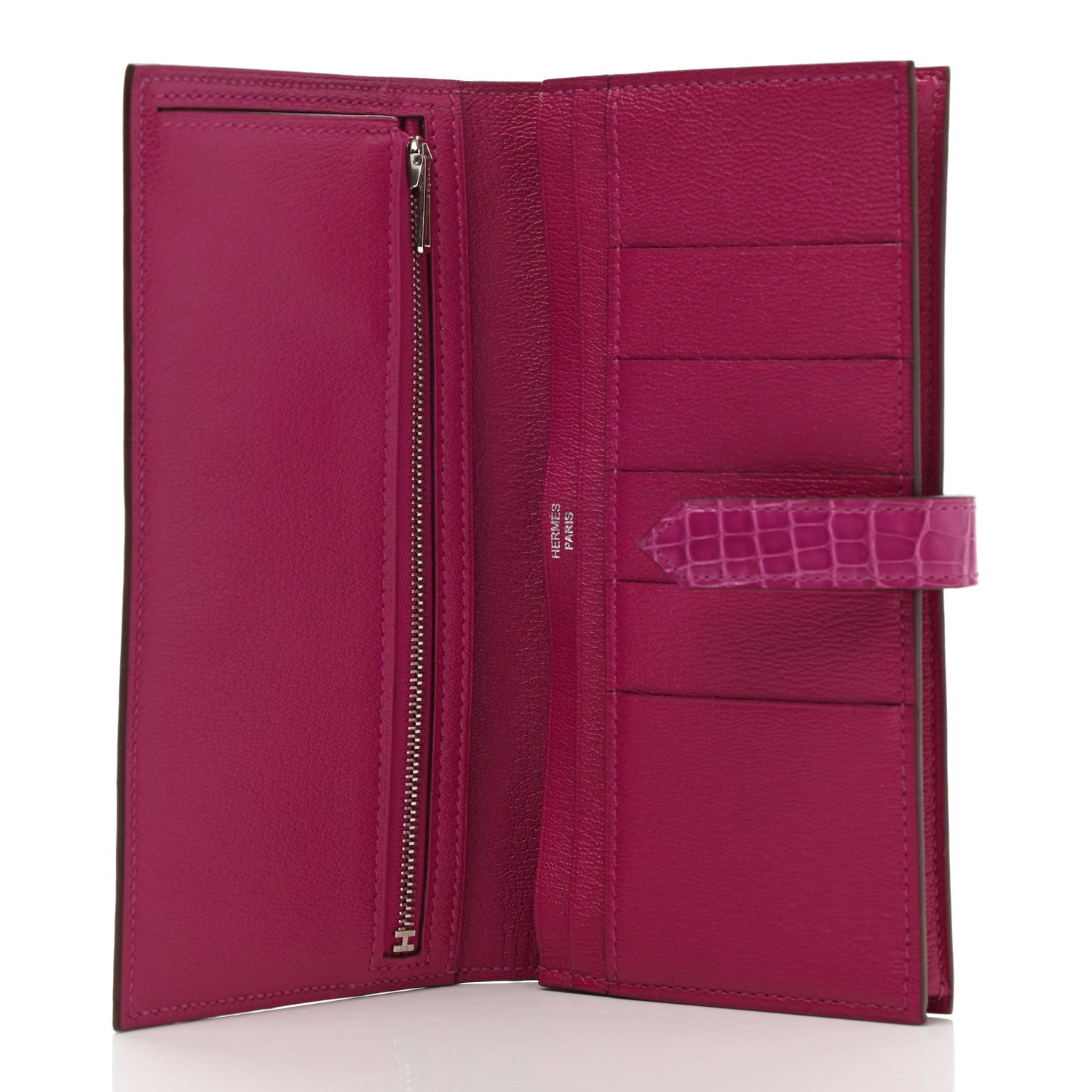 Hermes Shiny Alligator Bearn Wallet Rose Scheherazade 5 of 7