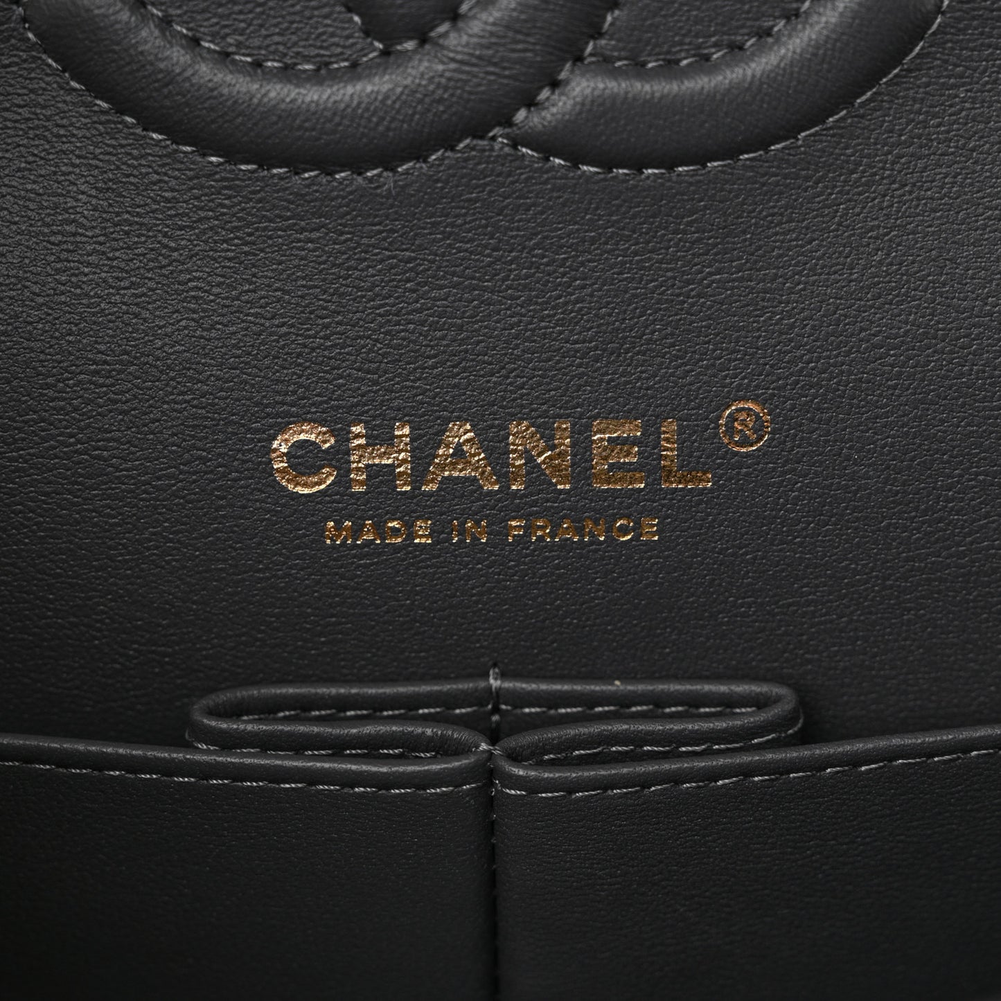 Lambskin Quilted Medium Double Flap Dark Grey