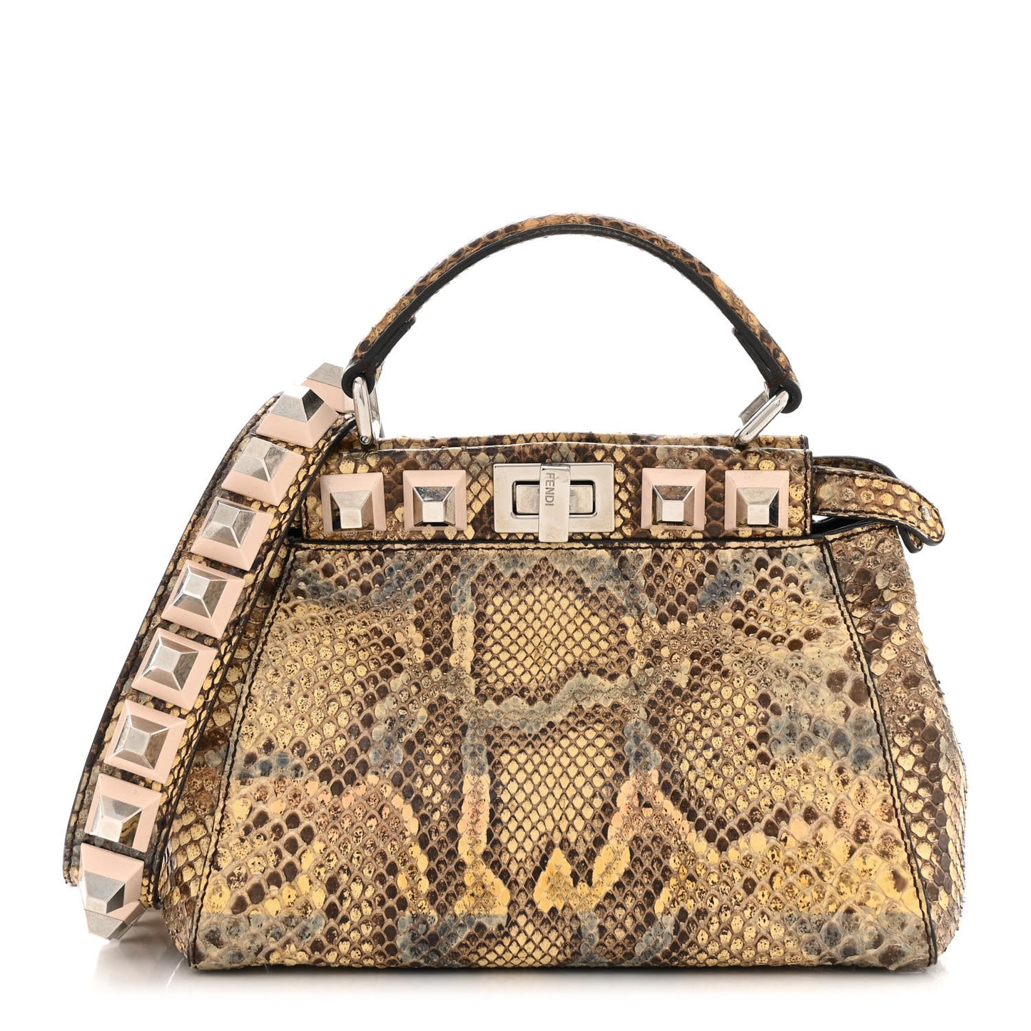 Snakeskin Studded Mini Peekaboo Iconic Satchel Multicolor