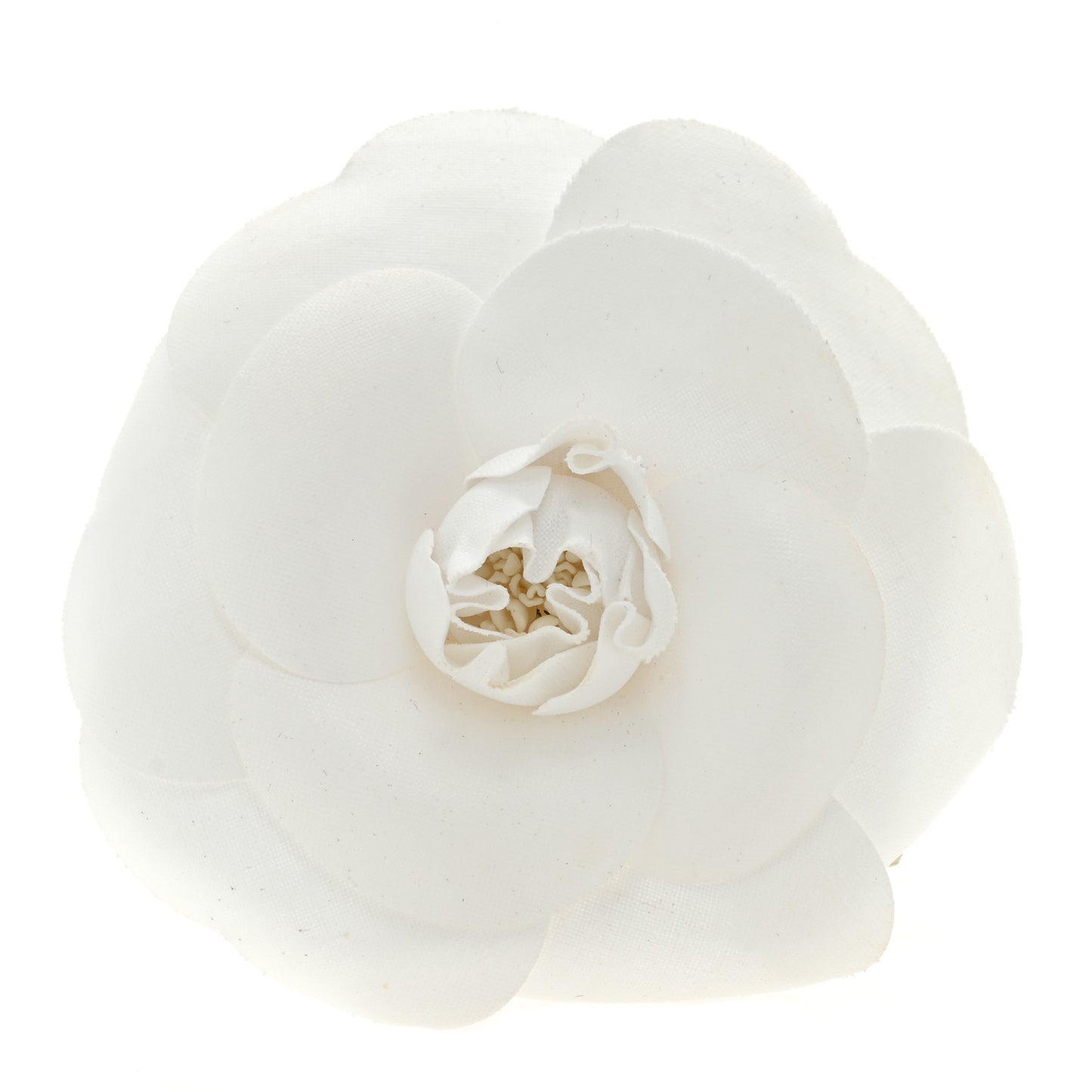 Fabric Camellia Flower Brooch White