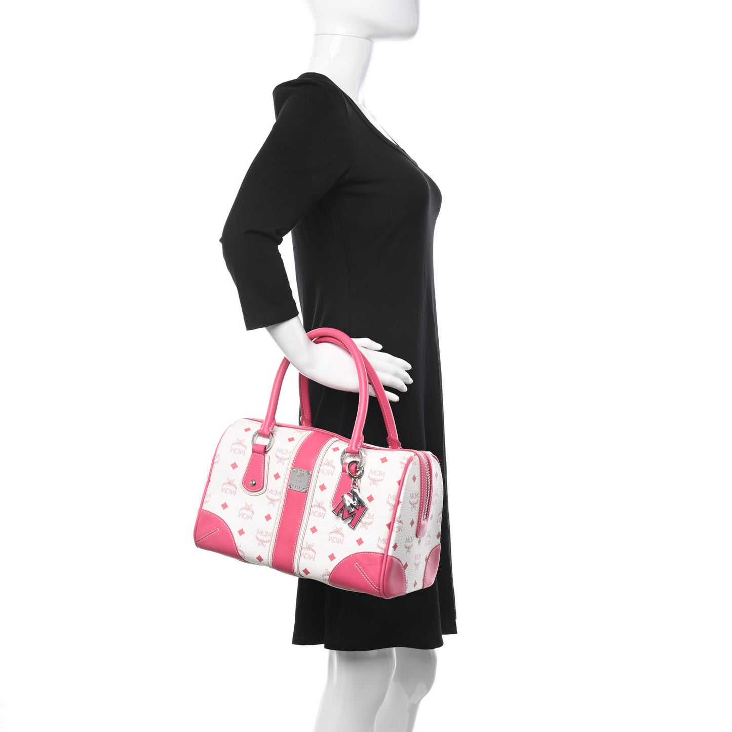 Visetos Medium Boston Bag Pink White
