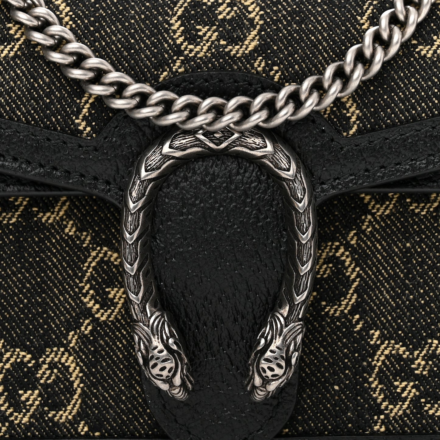 Jacquard Black Denim GG Monogram Super Mini Dionysus Shoulder Bag Black Ivory