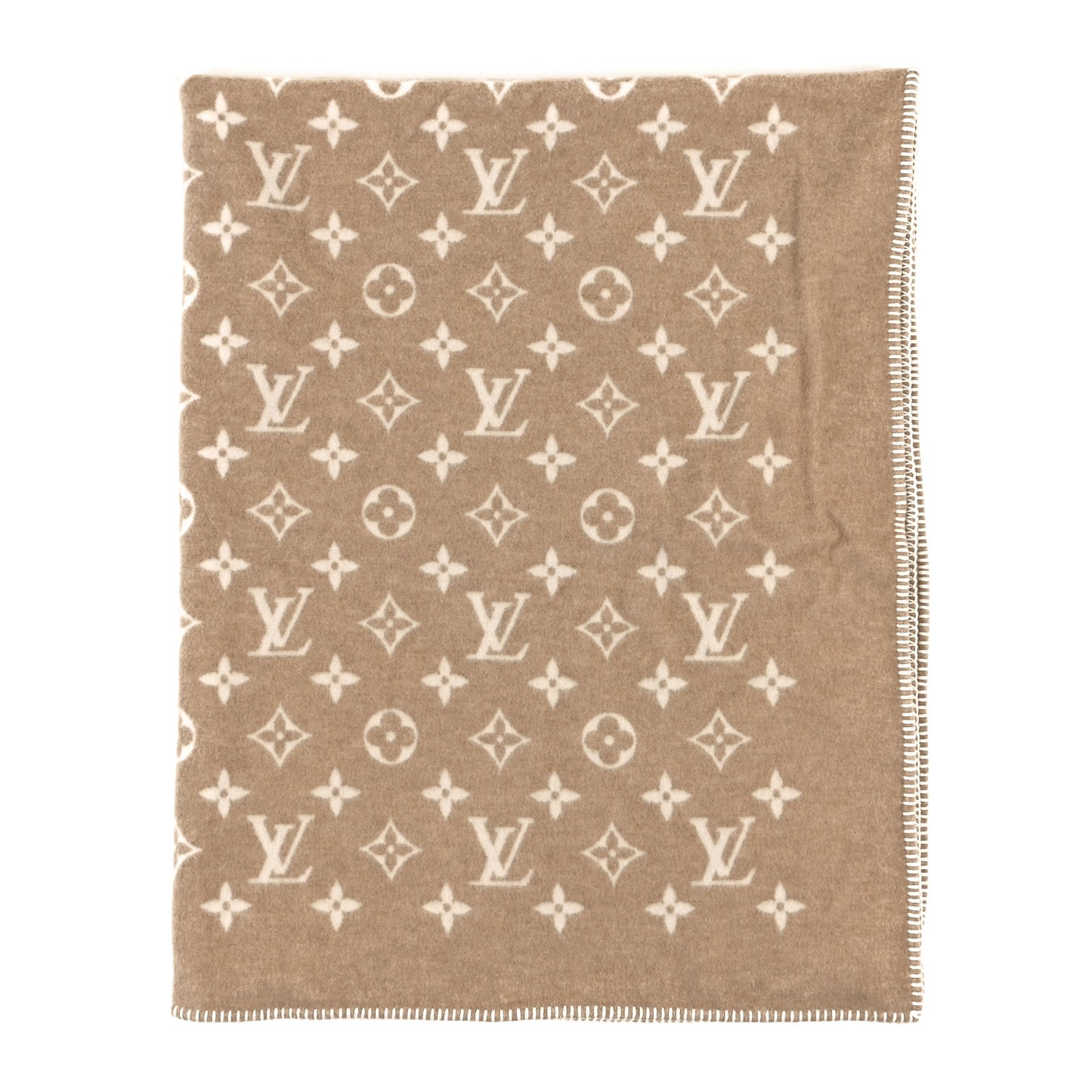 Wool Cashmere Monogram Blanket Beige