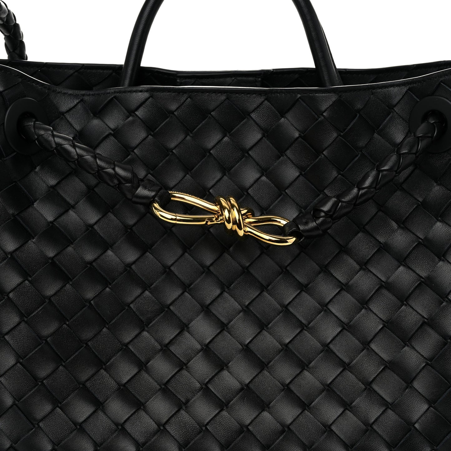 Nappa Intrecciato Medium Andiamo Shoulder Bag Black