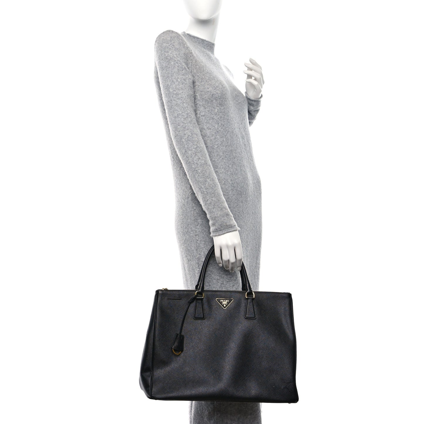 Saffiano Large Galleria Double Zip Tote Black