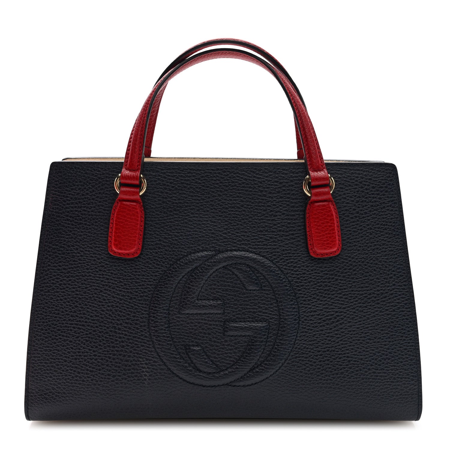 GUCCI3500Ｌレディース Gucci Dollar Calfskin Medium Soho Top Handle Satchel Blue Hibiscus