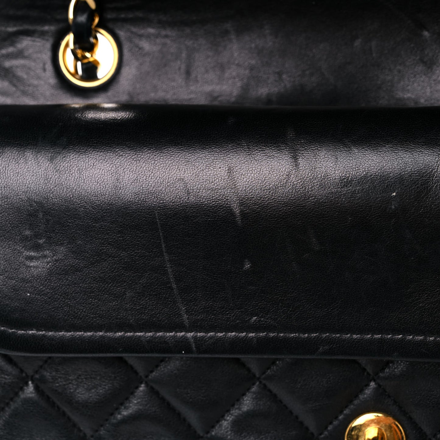 Lambskin Quilted Small Double Flap Black