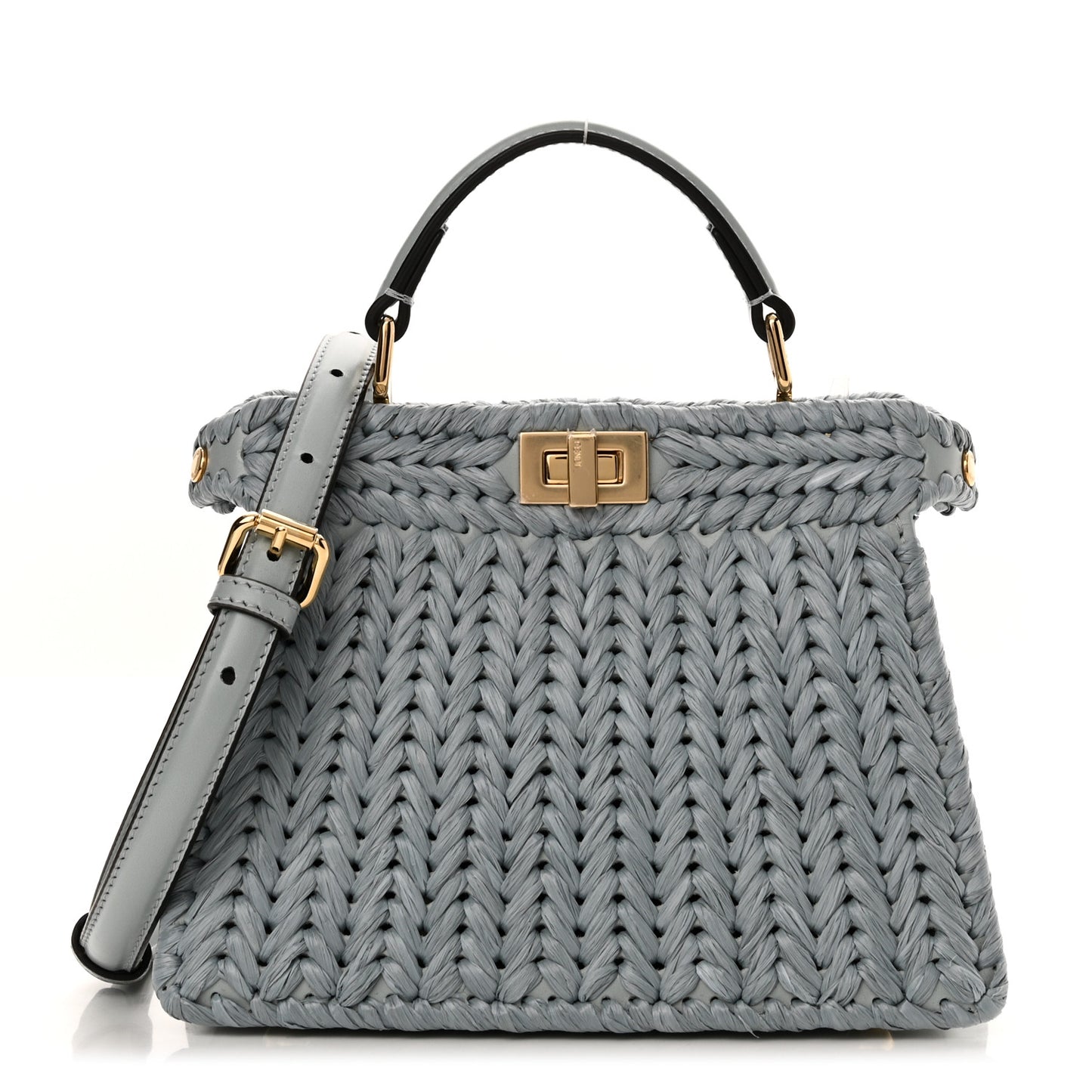 Paglia Vitello King Nappa Woven Petite Peekaboo I SEE U Satchel Anice