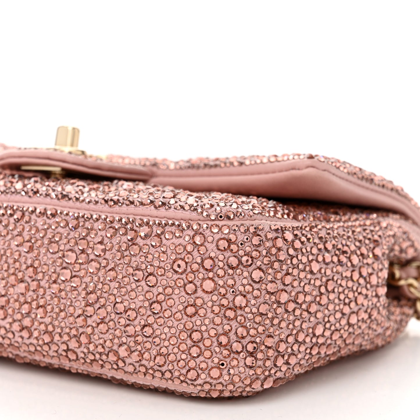 Lambskin Crystal Diamante Small Flap Light Pink