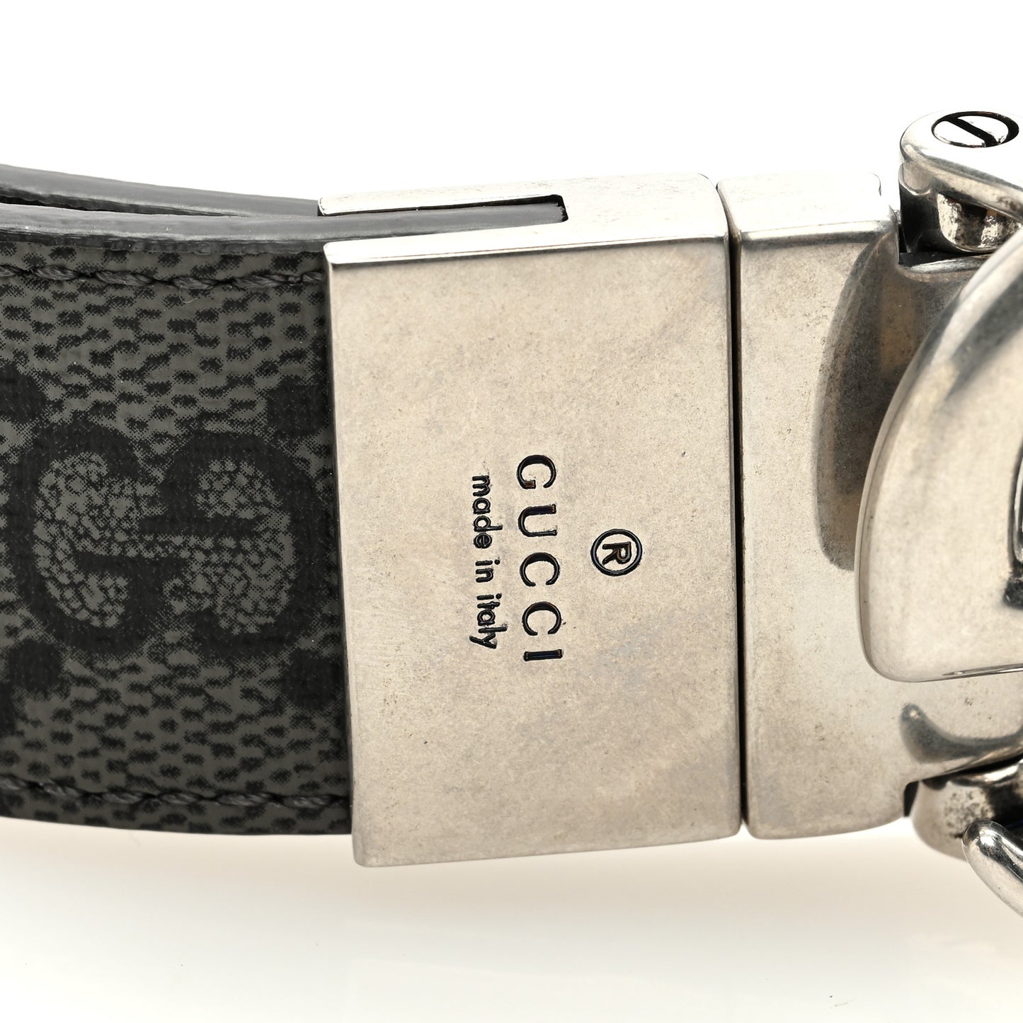 GG Supreme Monogram Plutone Calfskin Palladium Double G Reversible 30mm Belt 85 34 Black