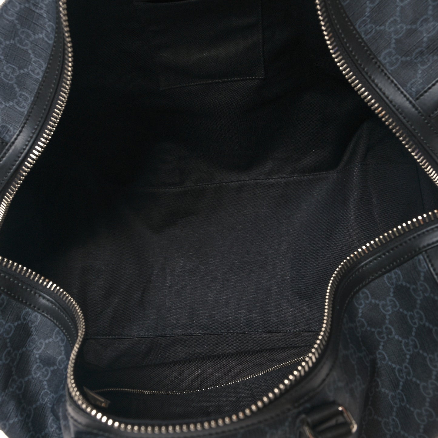 Soft GG Supreme Monogram Appia Calfskin Web Large Carry On Duffle Bag Black Grey