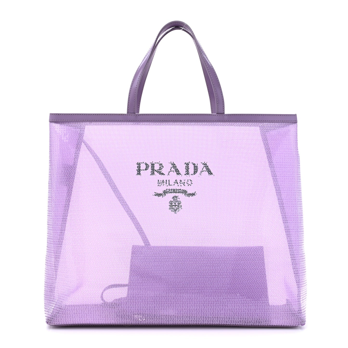 Mesh Paillettes Spazzolato Logo Shopping Tote Lilium