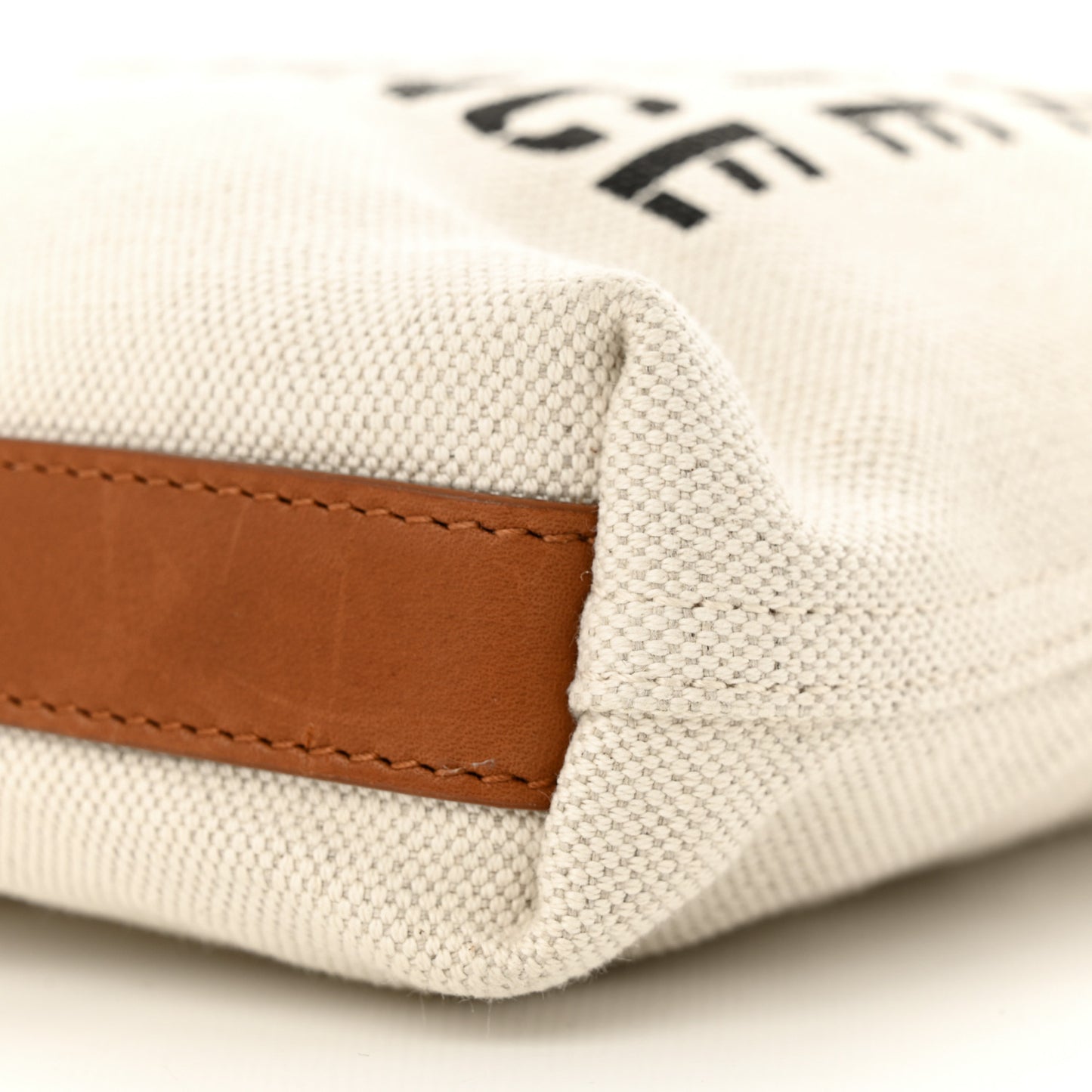 Canvas Smooth Calfskin Universite North South Foldable Tote Naturel Brick