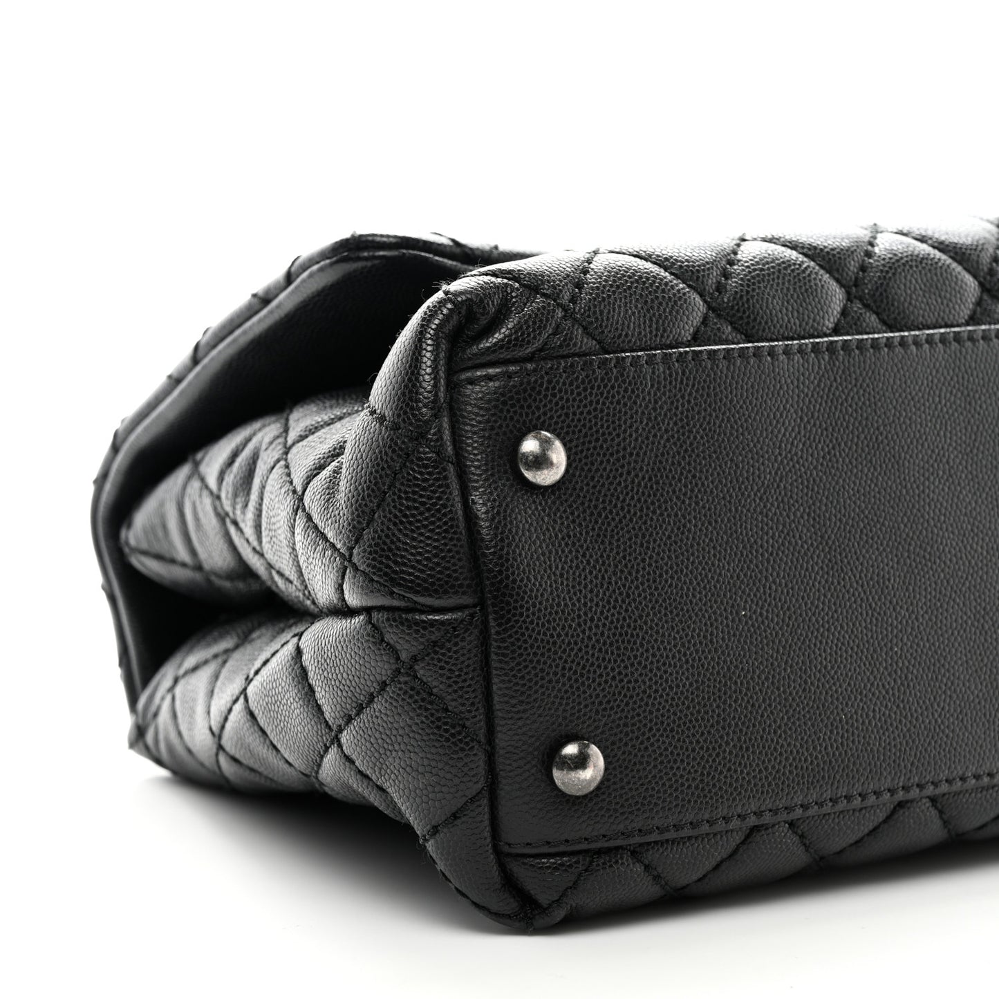 Caviar Quilted Small Coco Handle Flap Black