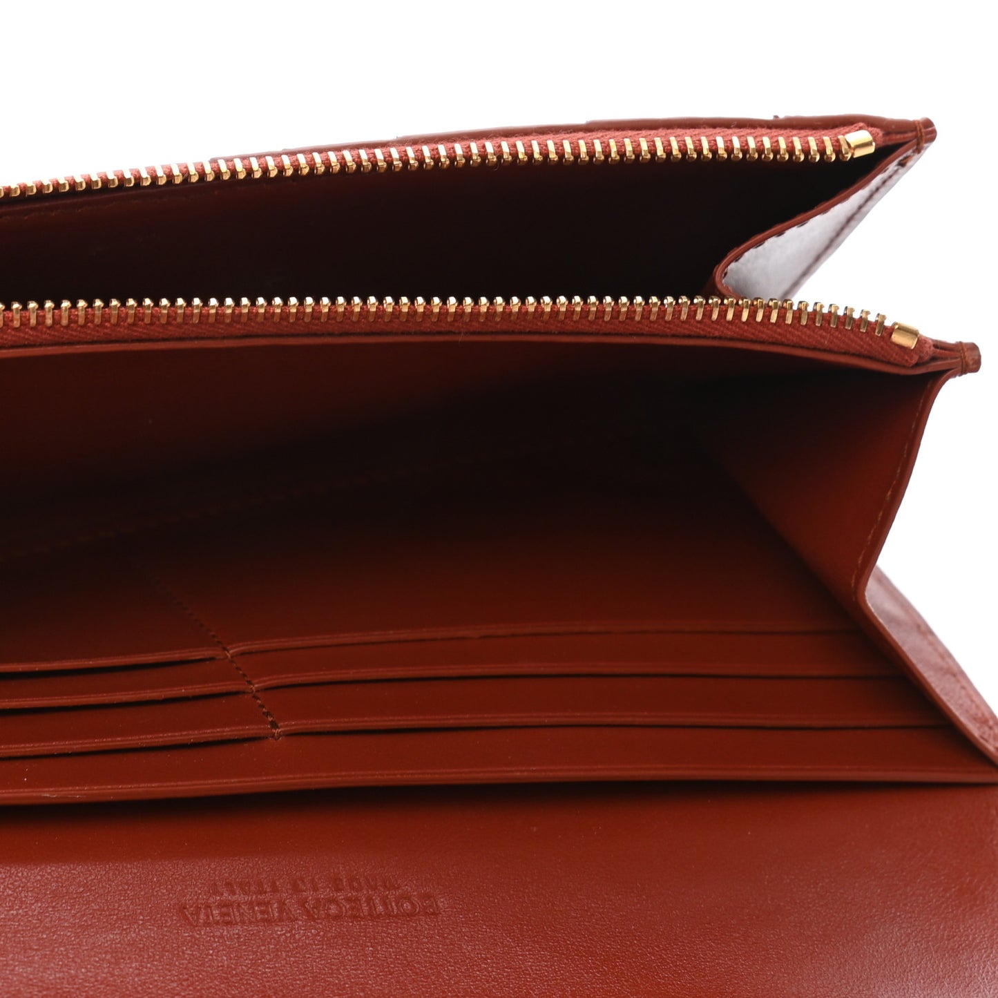 Nappa Intrecciato Continental Flap Wallet Rust