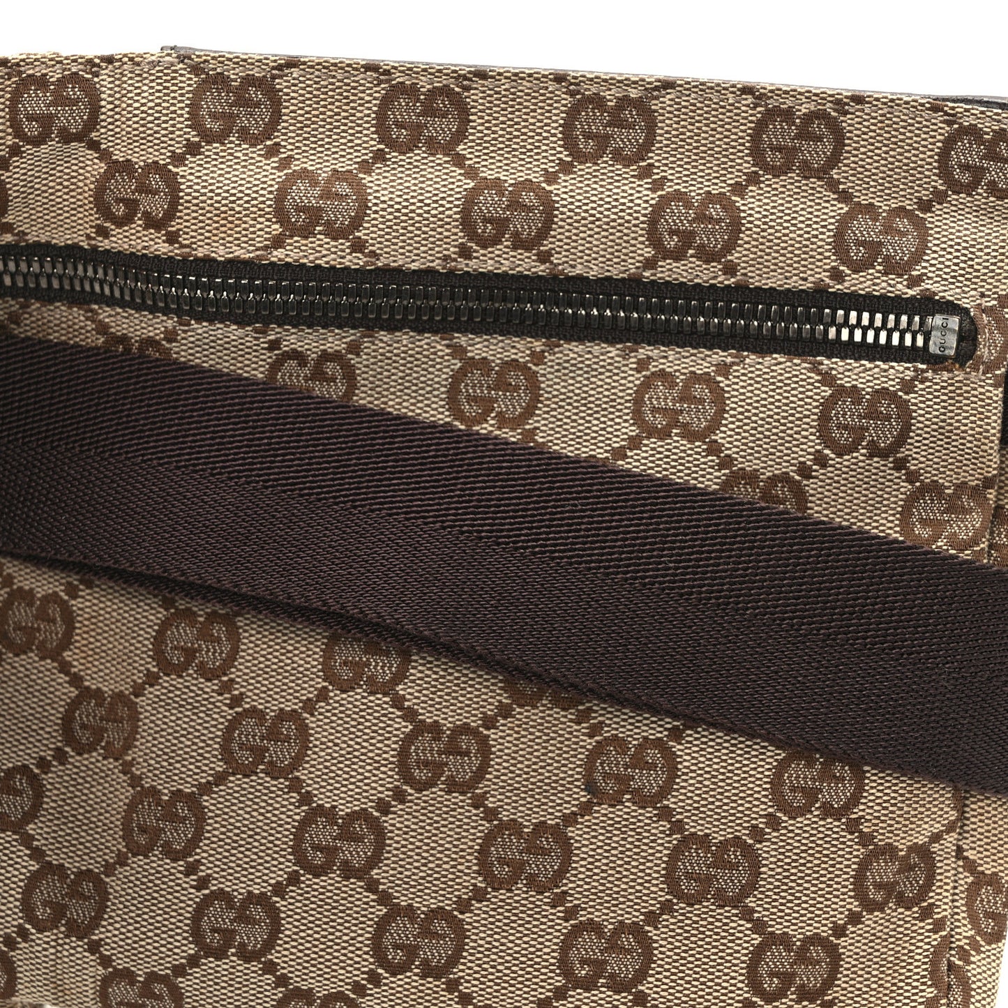 GG Monogram Double Pocket Belt Bag Dark Brown