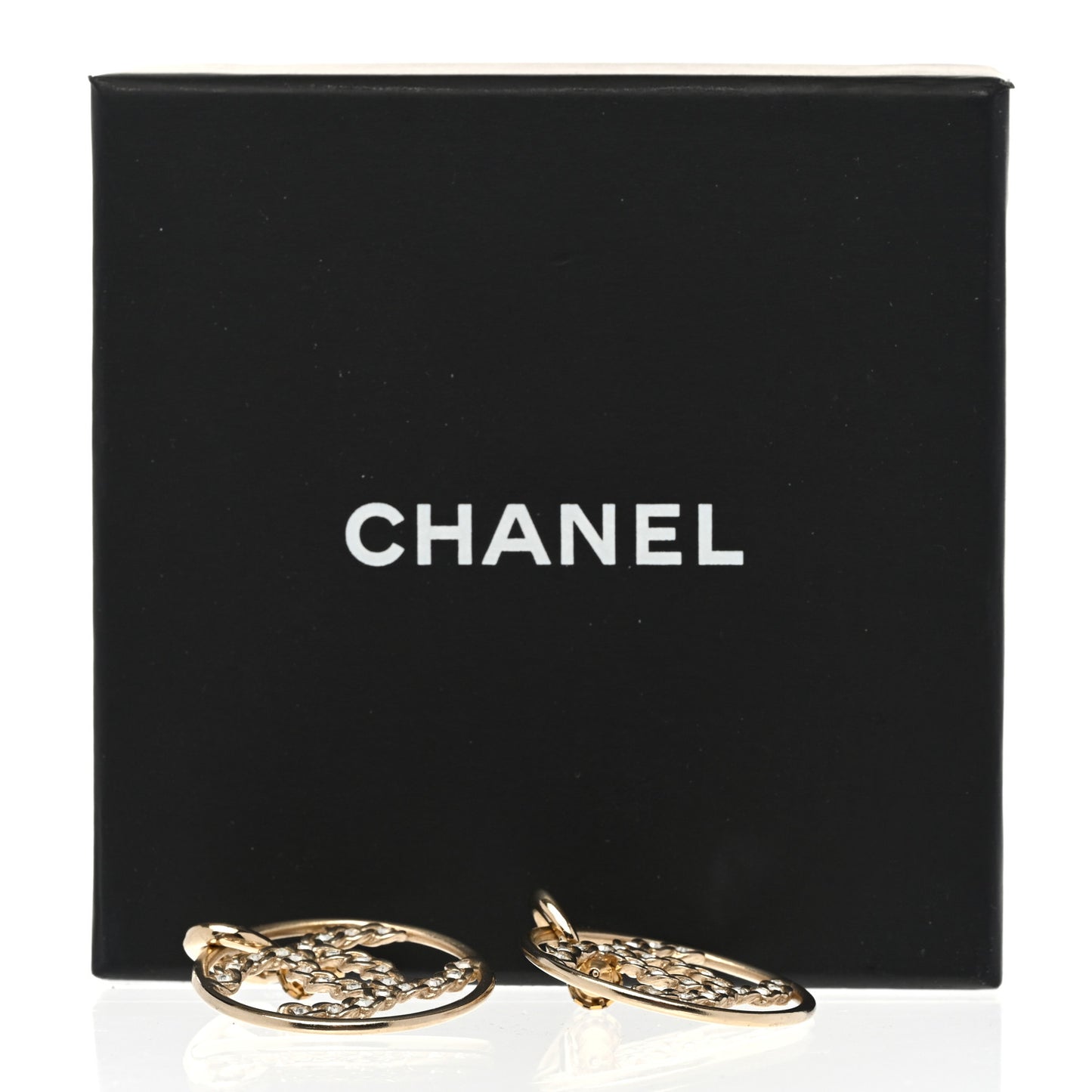 Baguette Crystal Round CC Drop Earrings Gold