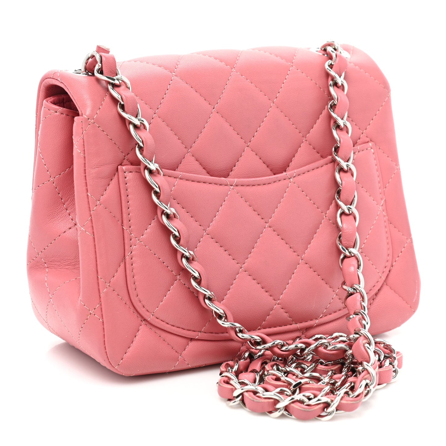 Lambskin Quilted Mini Square Flap Pink