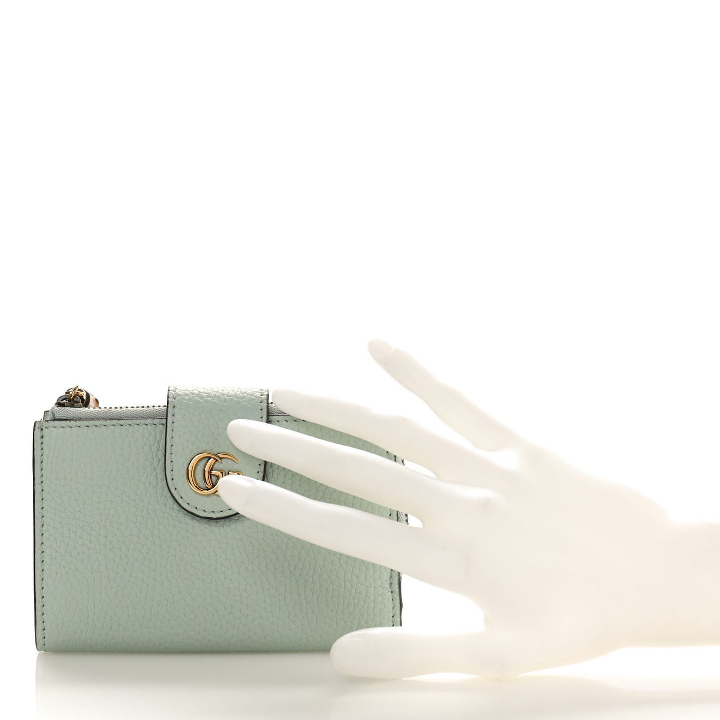 Piuma Calfskin Medium Bamboo Double G Wallet Pale Green