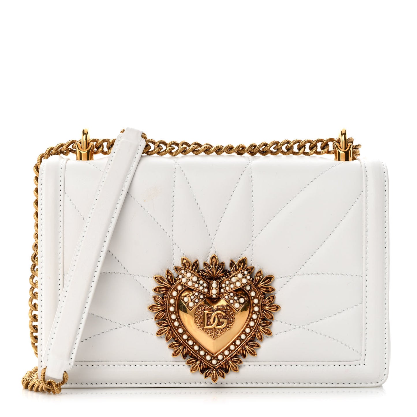 Lambskin Medium Devotion Crossbody Bag White