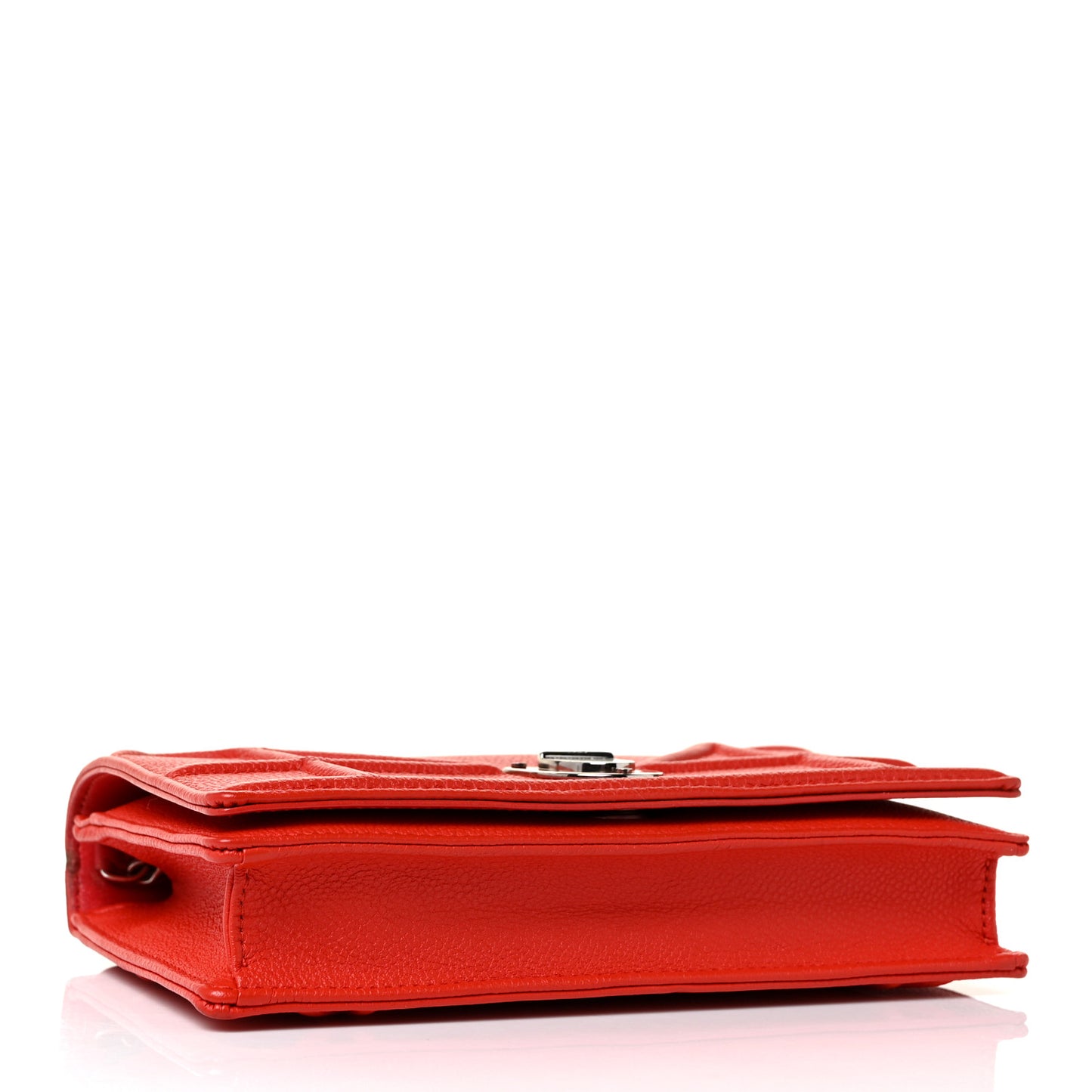 Grained Calfskin Diorama Wallet on Chain Pouch Rouge Vif