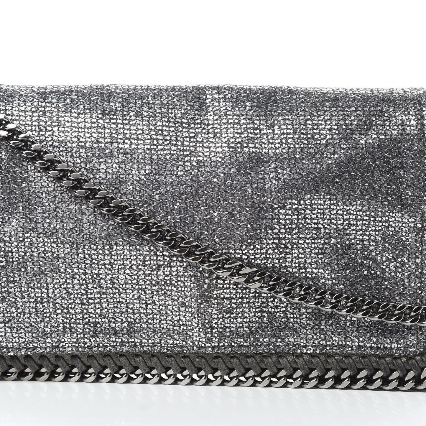 Metallic Woven Raffia Falabella Crossbody Bag Silver