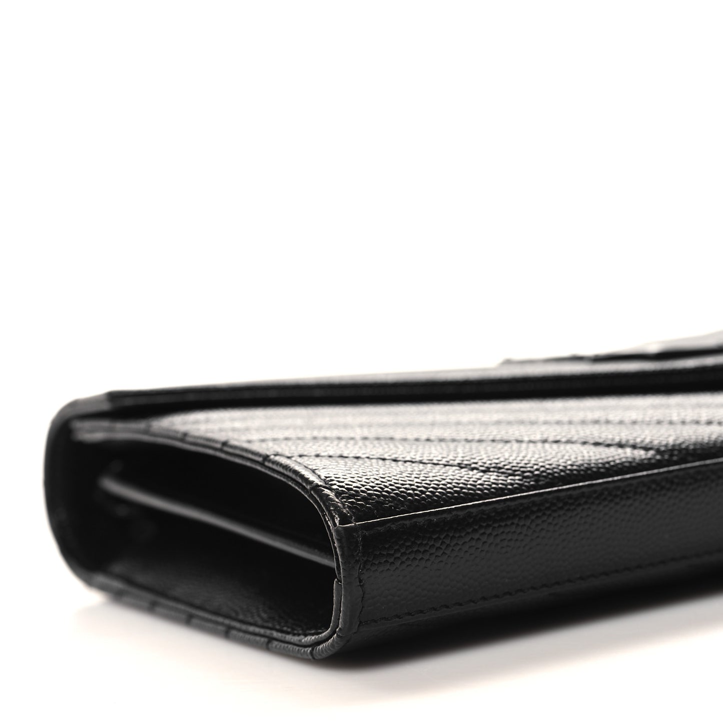 Grain De Poudre Matelasse Chevron Monogram Monochrome Chain Wallet Black