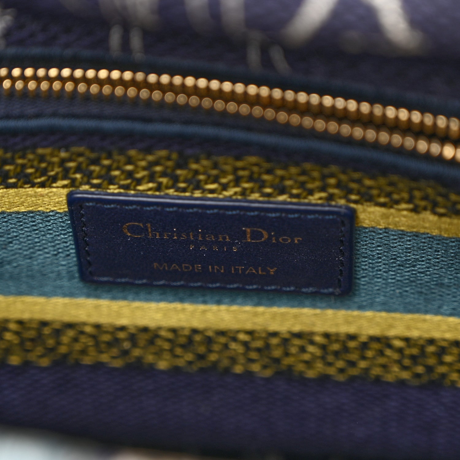 Christian Dior Canvas Embroidered Zodiac Medium Lady D-Lite Blue Multicolor 6 of 12