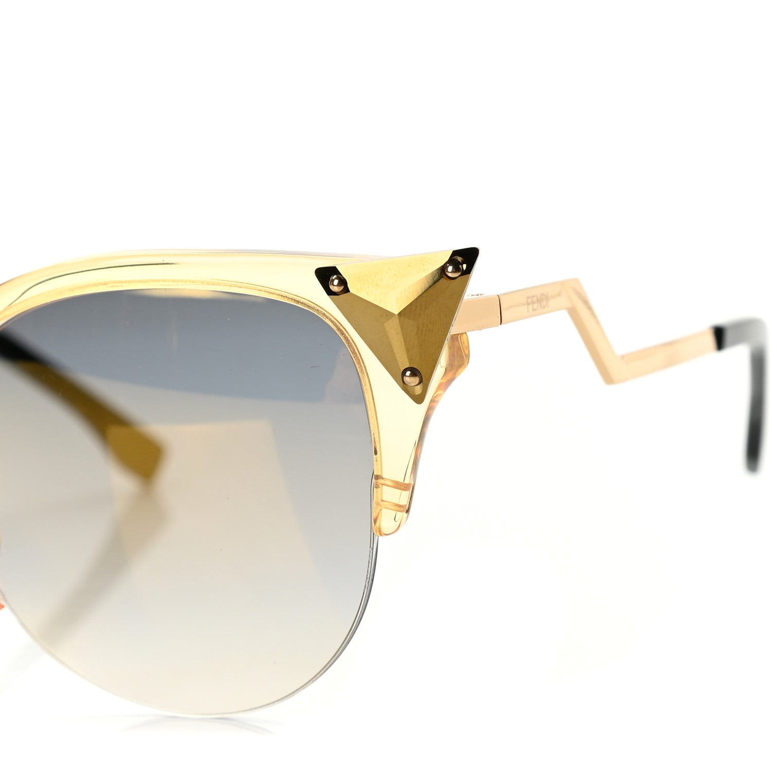 Fendi Metal Iridia Cat Eye Sunglasses FF 0041/S Gold 6 of 8