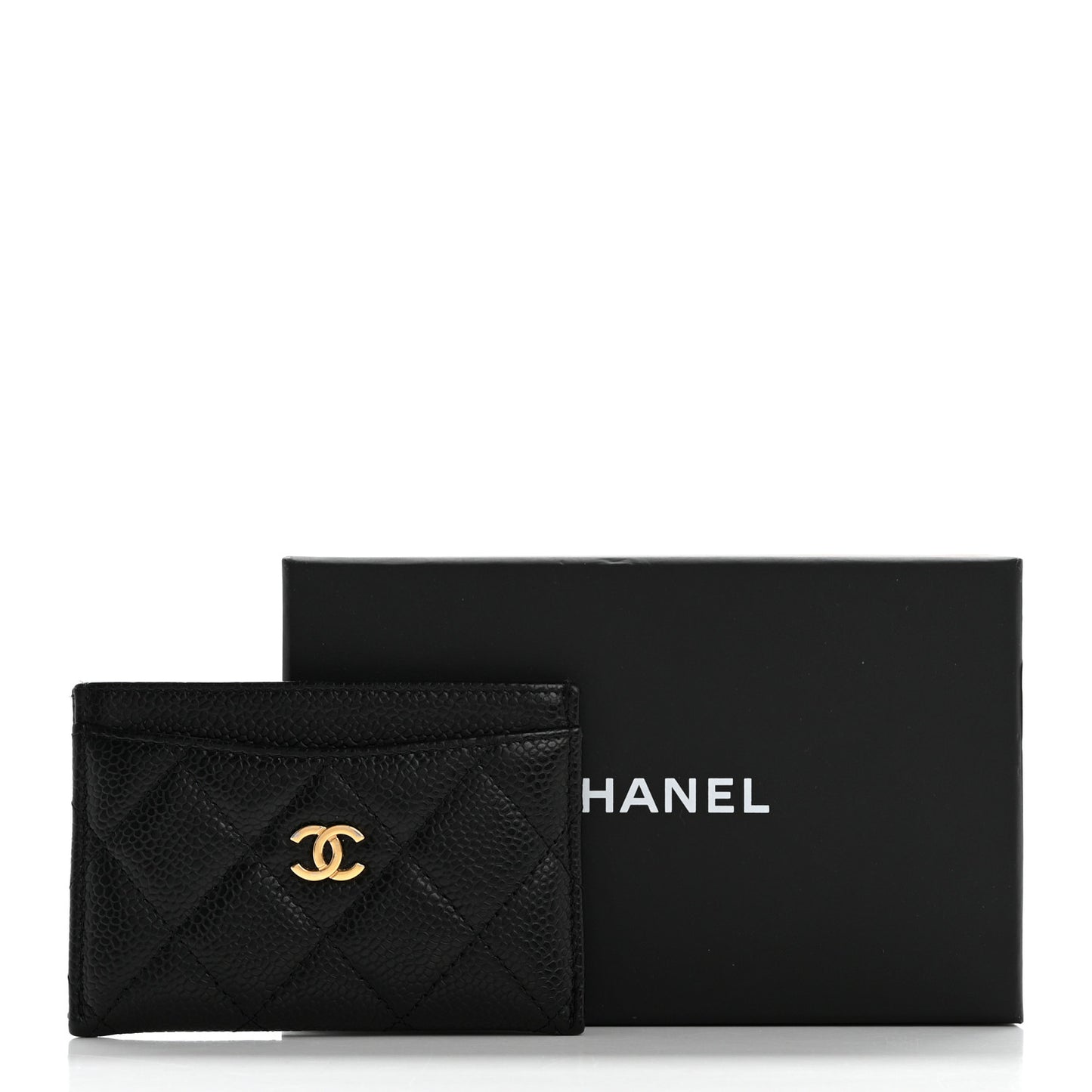 Caviar Quilted Card Holder Black
