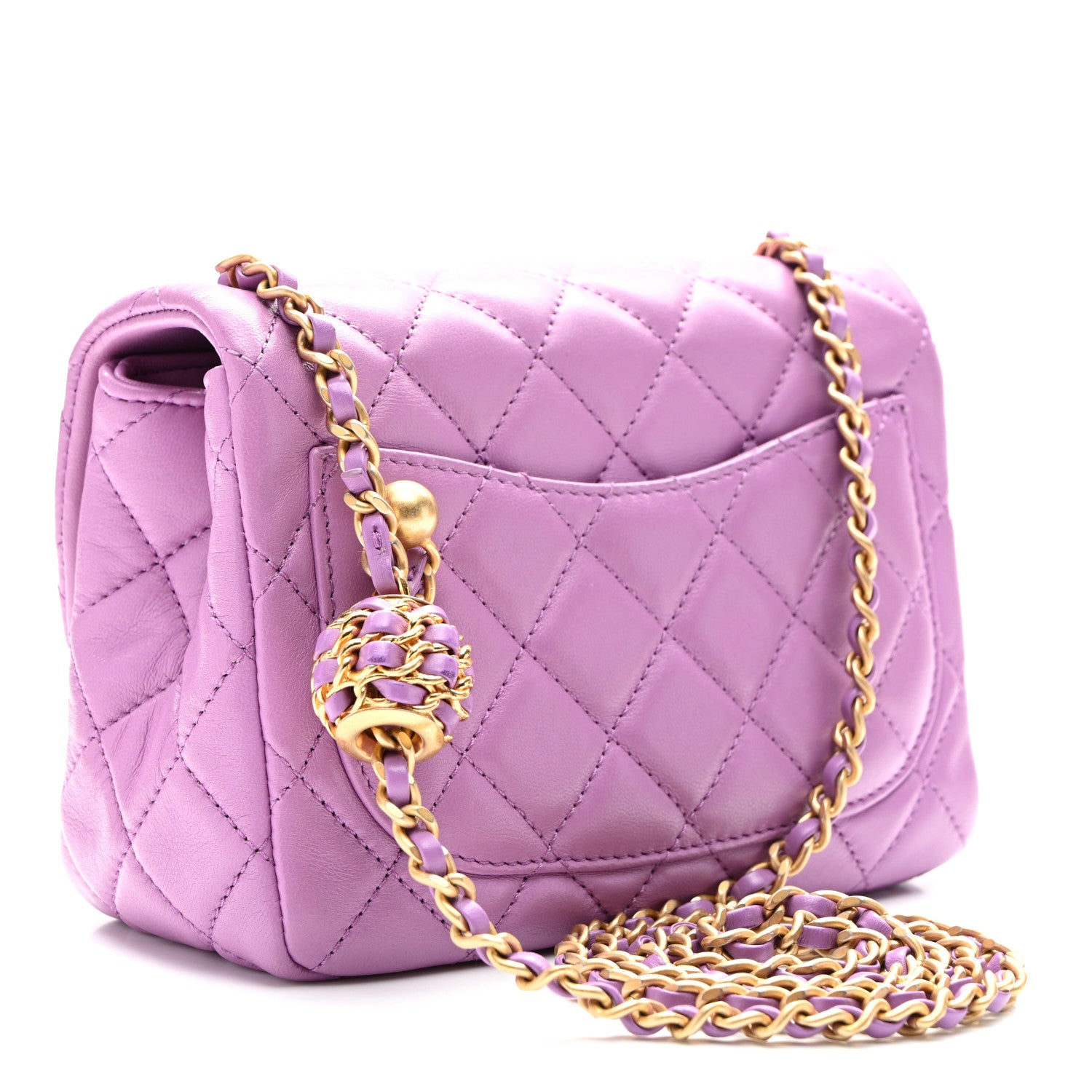 Chanel Lambskin Quilted Mini CC Pearl Crush Flap Purple 3 of 11