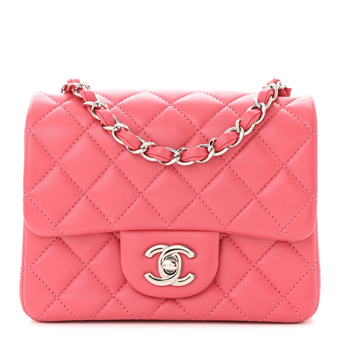 Lambskin Quilted Mini Square Flap Pink