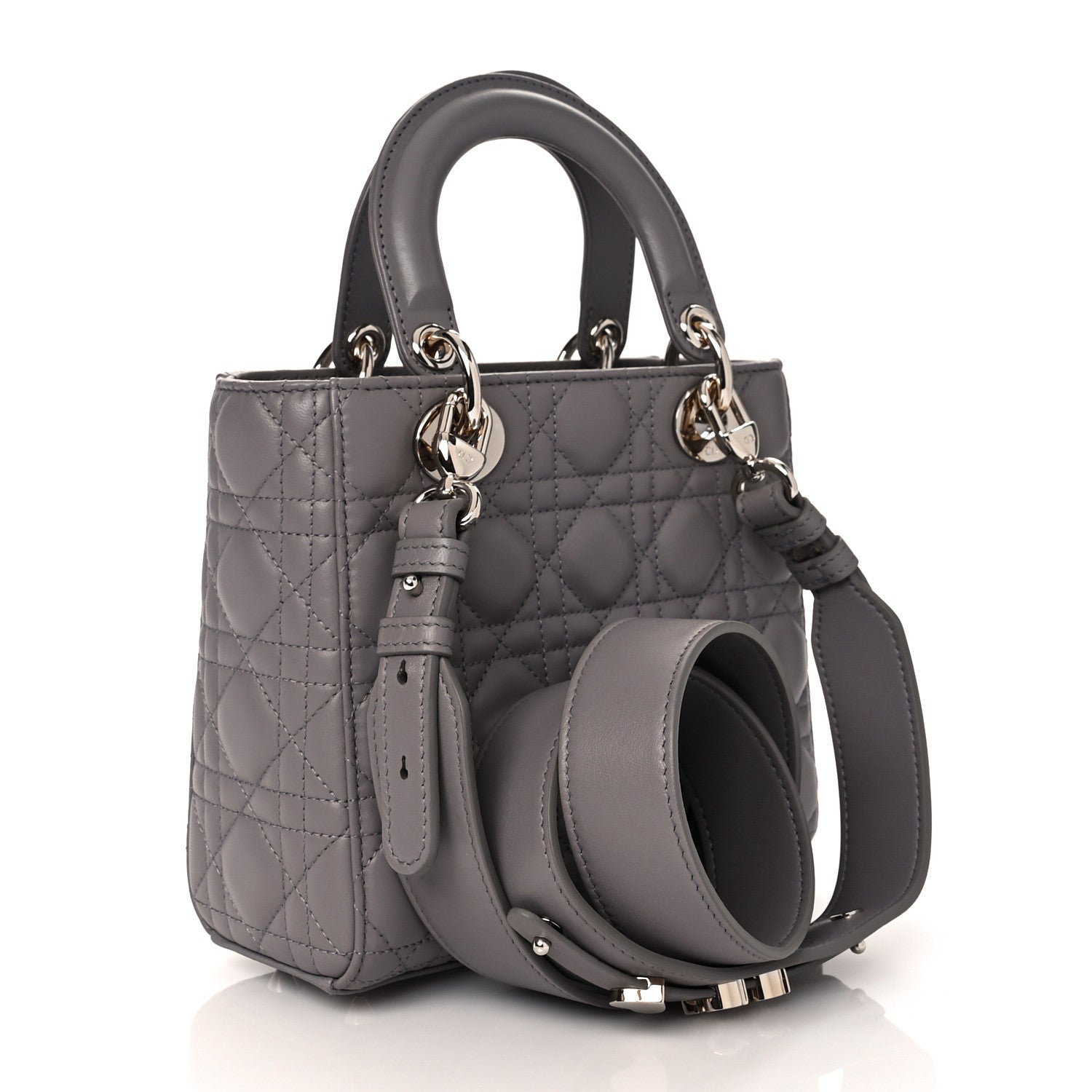 Christian Dior Lambskin Cannage Small My ABCDior Lady Dior Grey 3 of 9