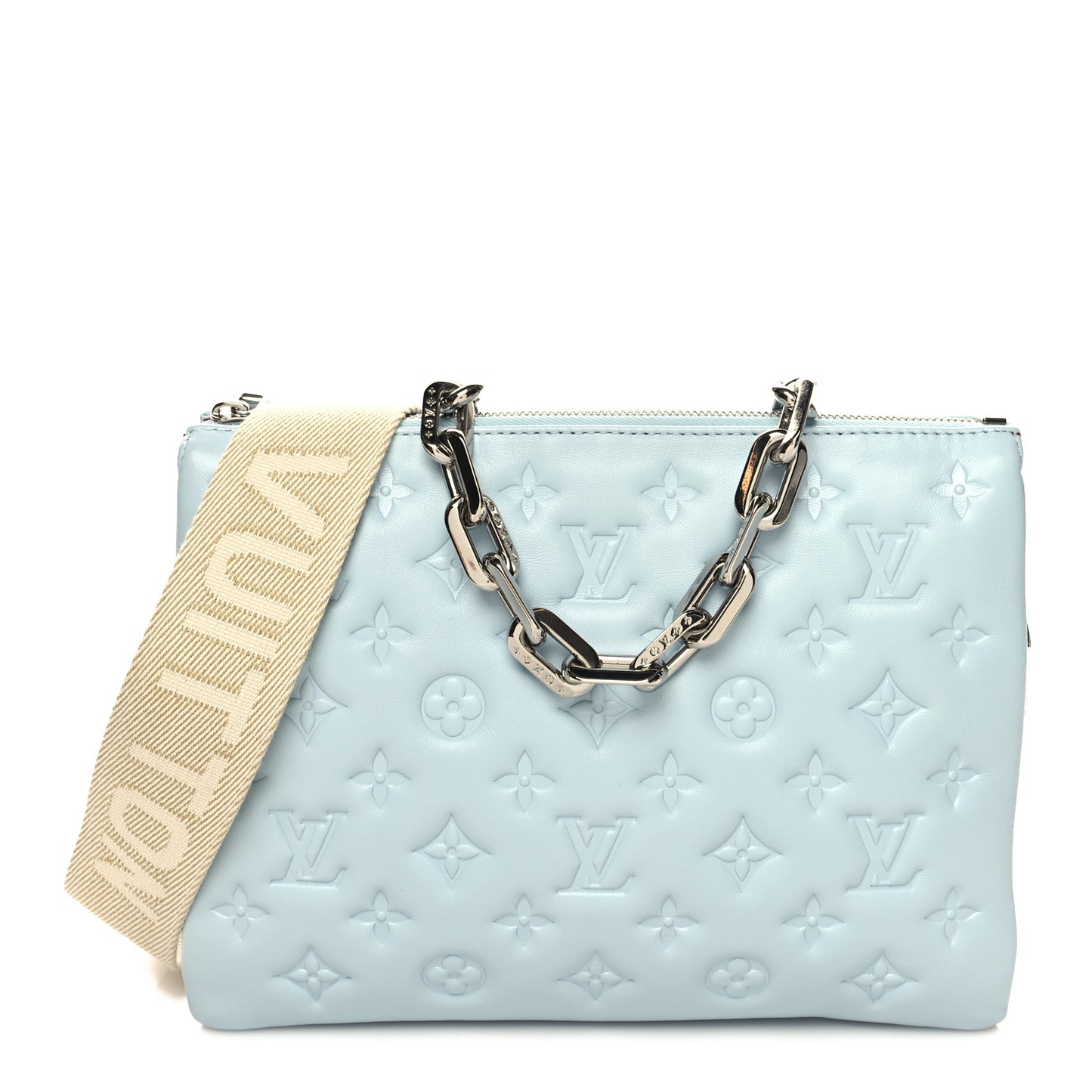Lambskin Embossed Monogram Coussin PM Bleu