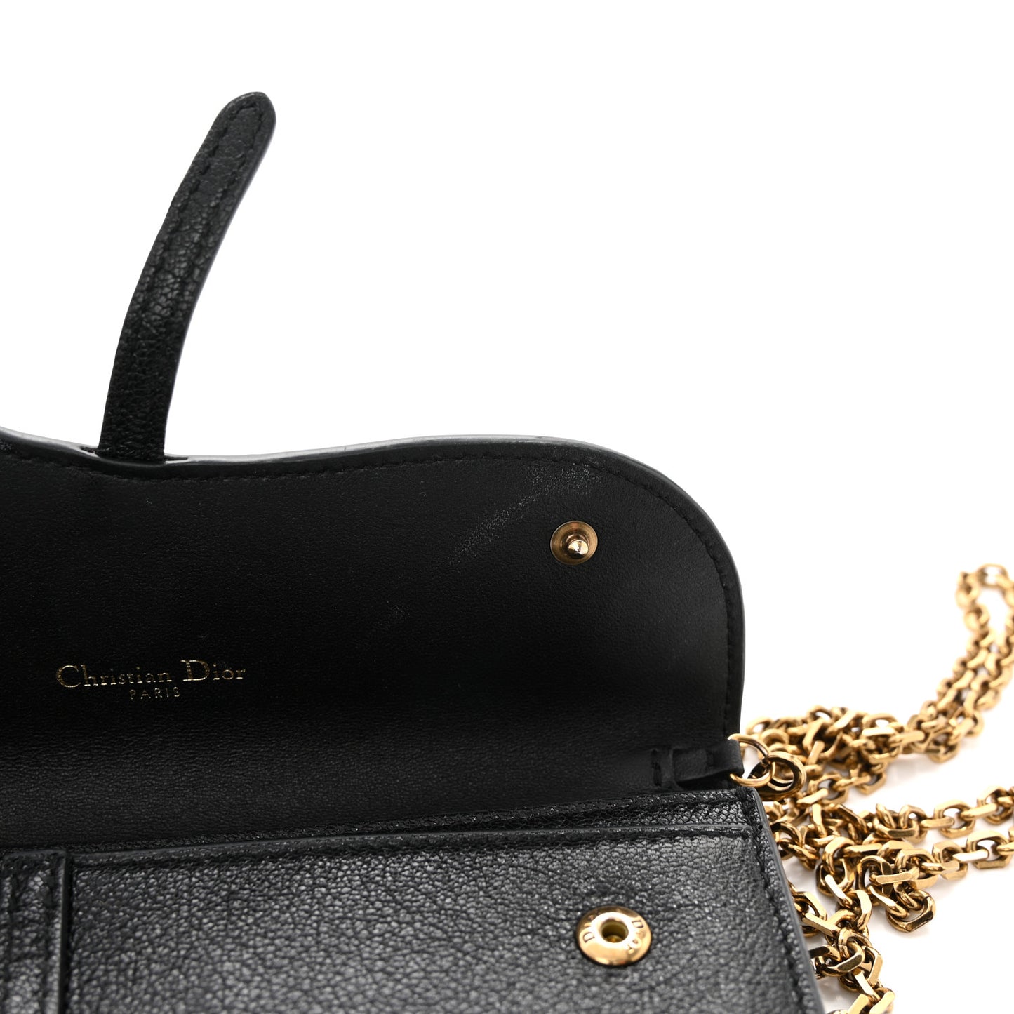 Goatskin Saddle Long Wallet With Chain Black