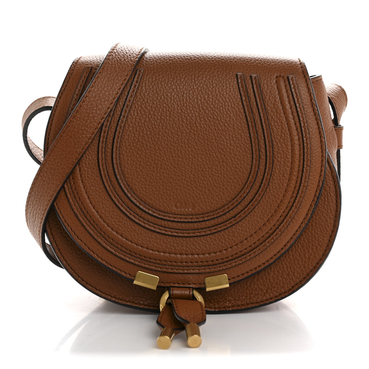 Calfskin Mini Marcie Round Crossbody Bag Tan