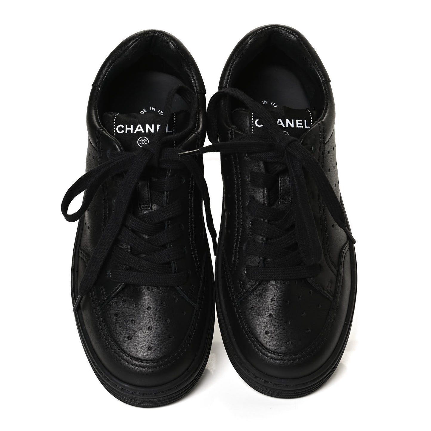 Calfskin Womens Logo Sneakers 35.5 Black