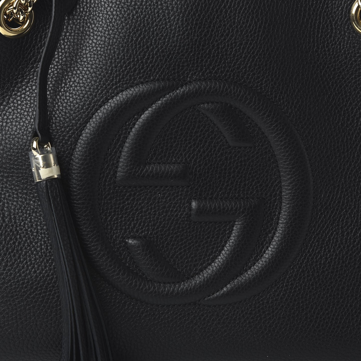 Pebbled Calfskin Medium Soho Chain Shoulder Bag Black