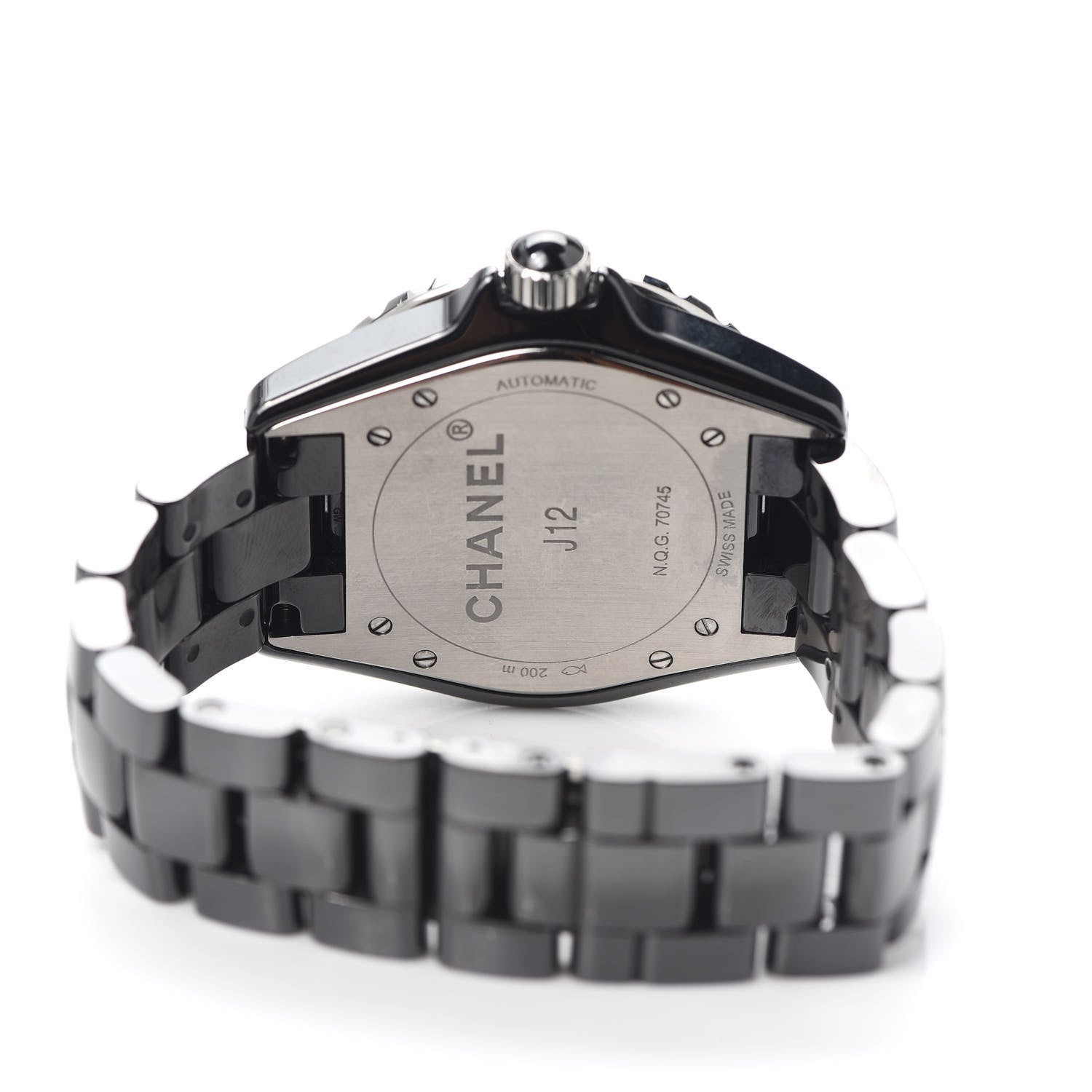 Chanel Stainless Steel Ceramic Diamond 38mm J12 Automatic Watch Black 4 of 6