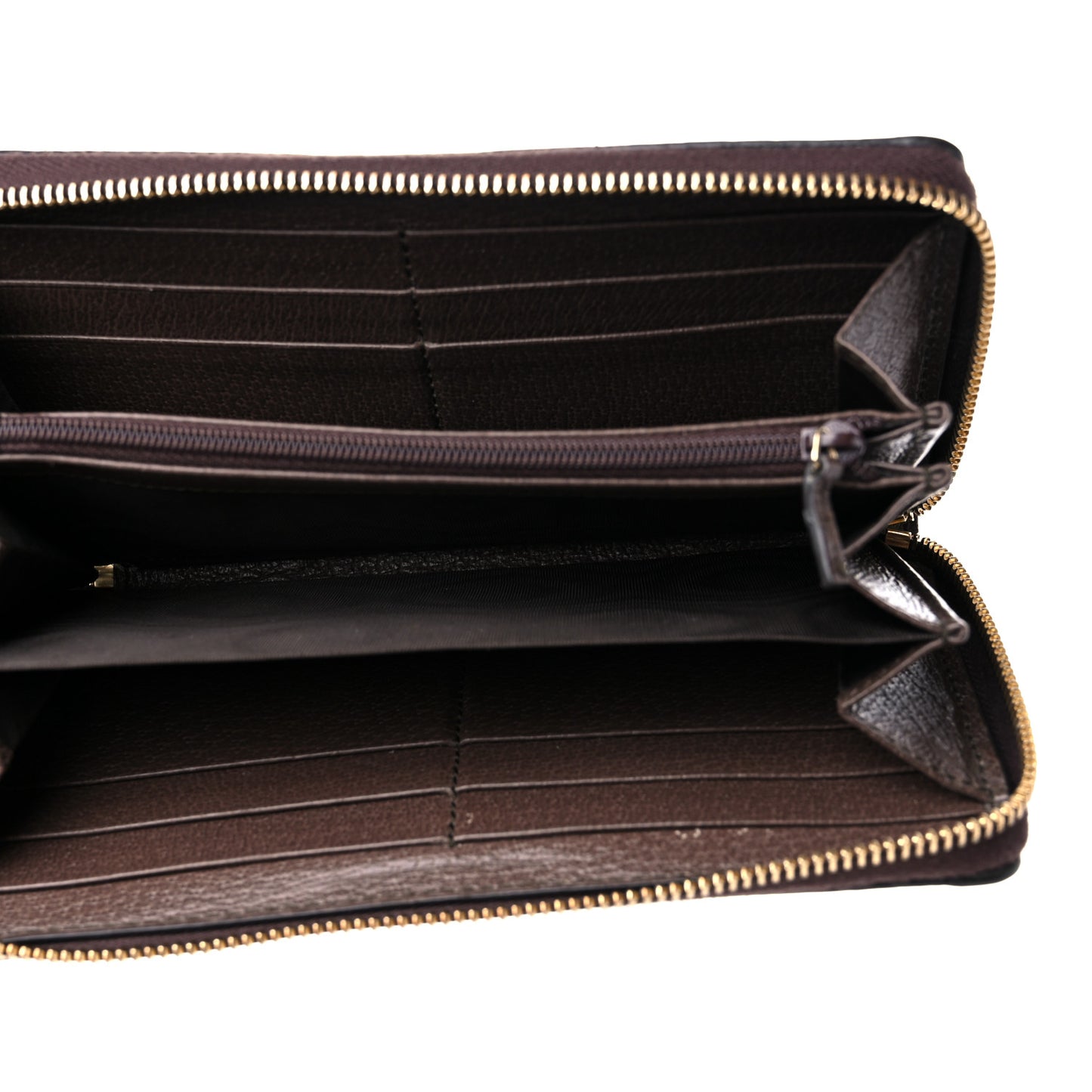 GG Supreme Monogram Web Ophidia Zip Around Wallet Brown