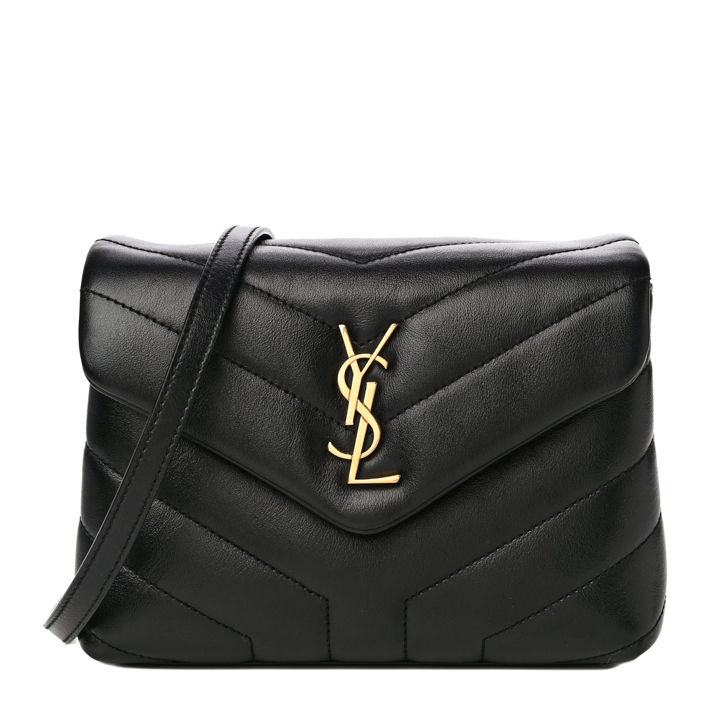 Calfskin Y Quilted Monogram Toy Loulou Crossbody Bag Black