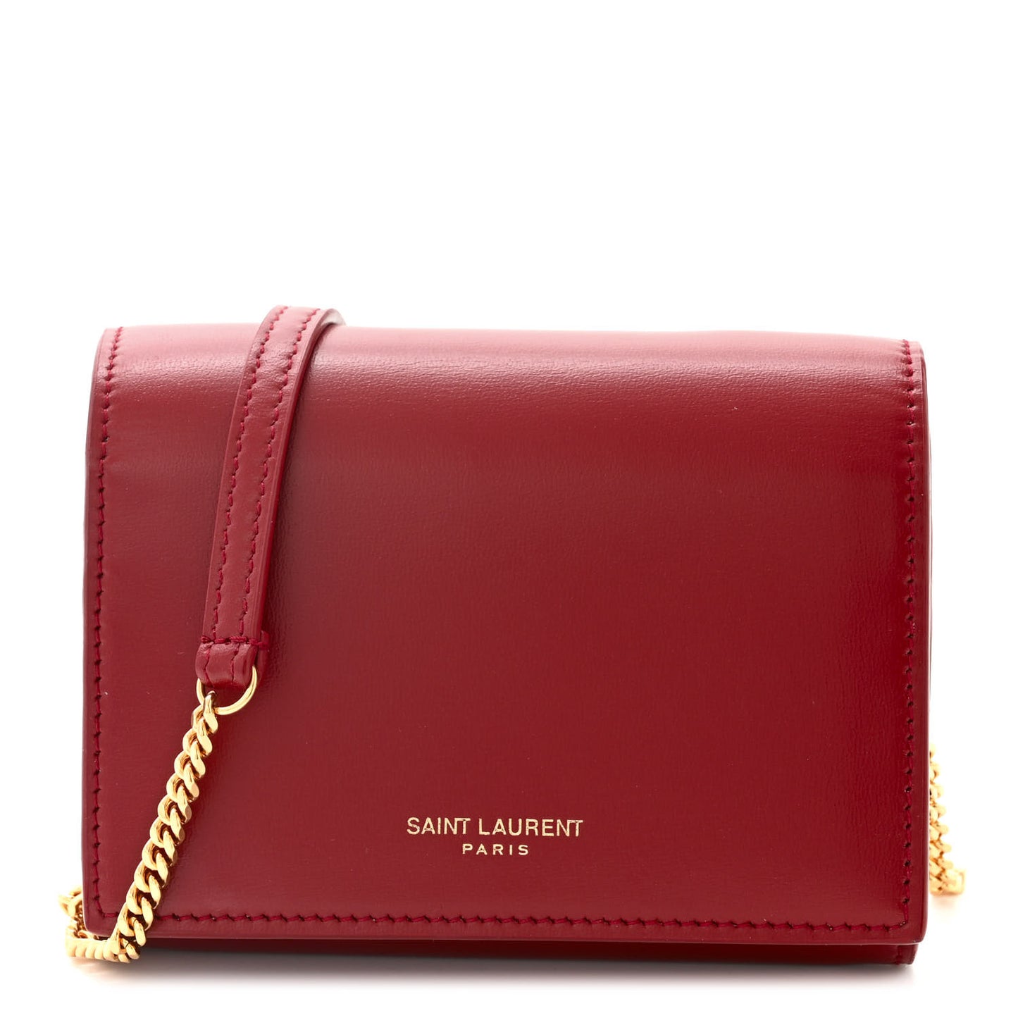 Calfskin Monogram Chain Card Case Opyum Red