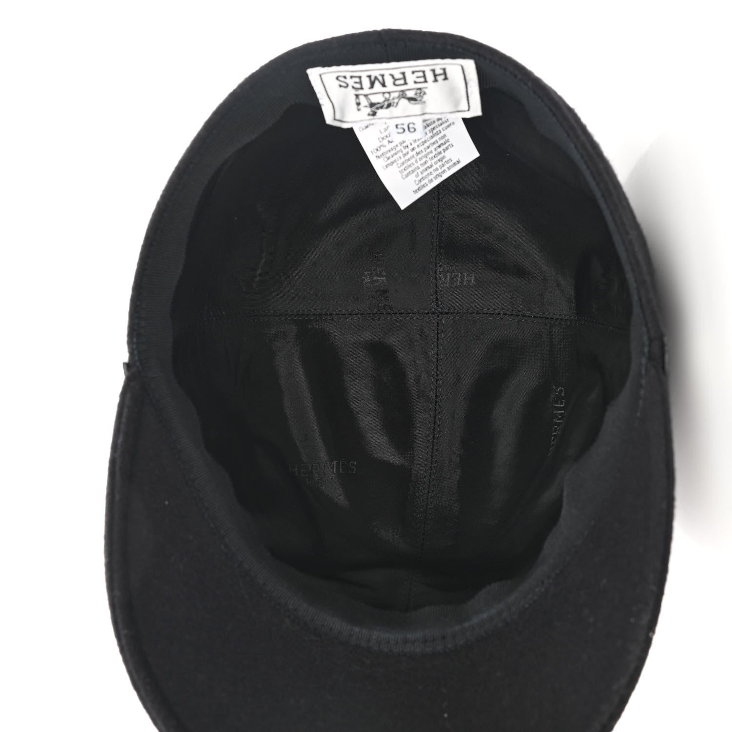 Hermes Cashmere Lambskin Cap 56 Black 5 of 9
