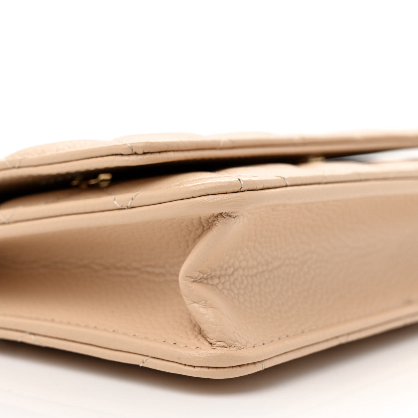 Caviar Quilted Wallet on Chain WOC Beige