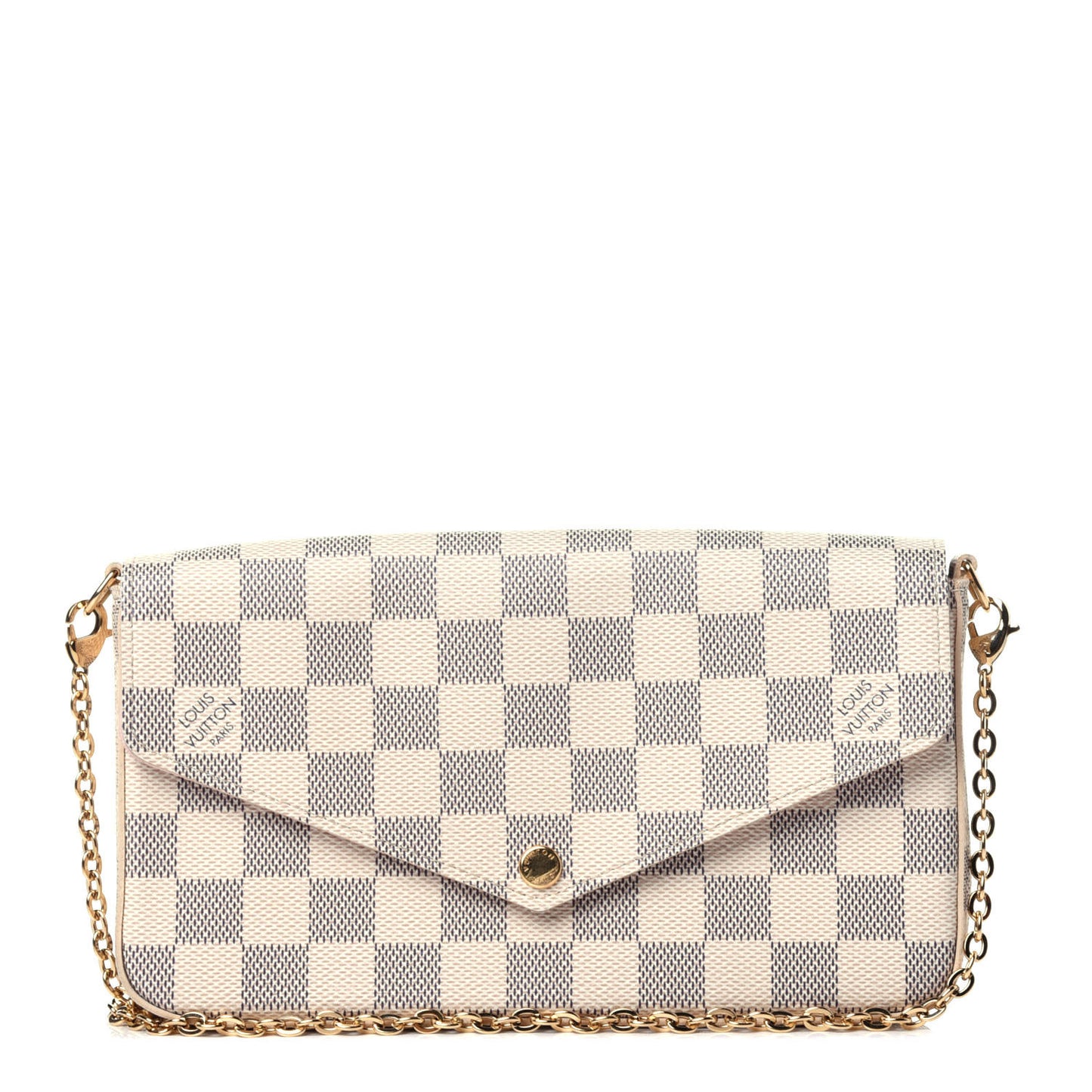 Damier Azur Pochette Felicie Chain Wallet Rose Ballerine