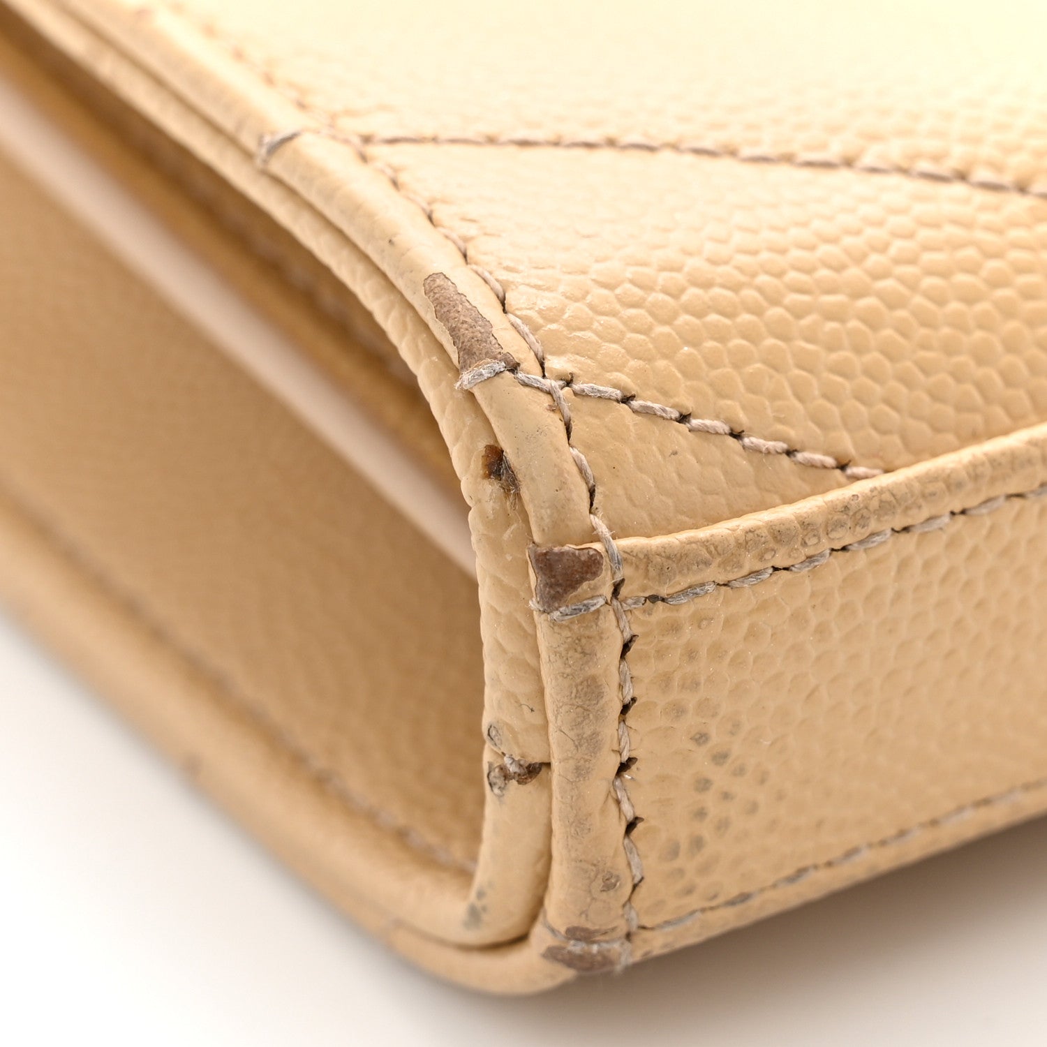 Saint Laurent Grain De Poudre Matelasse Chevron Monogram Chain Wallet Dark Beige 7 of 19